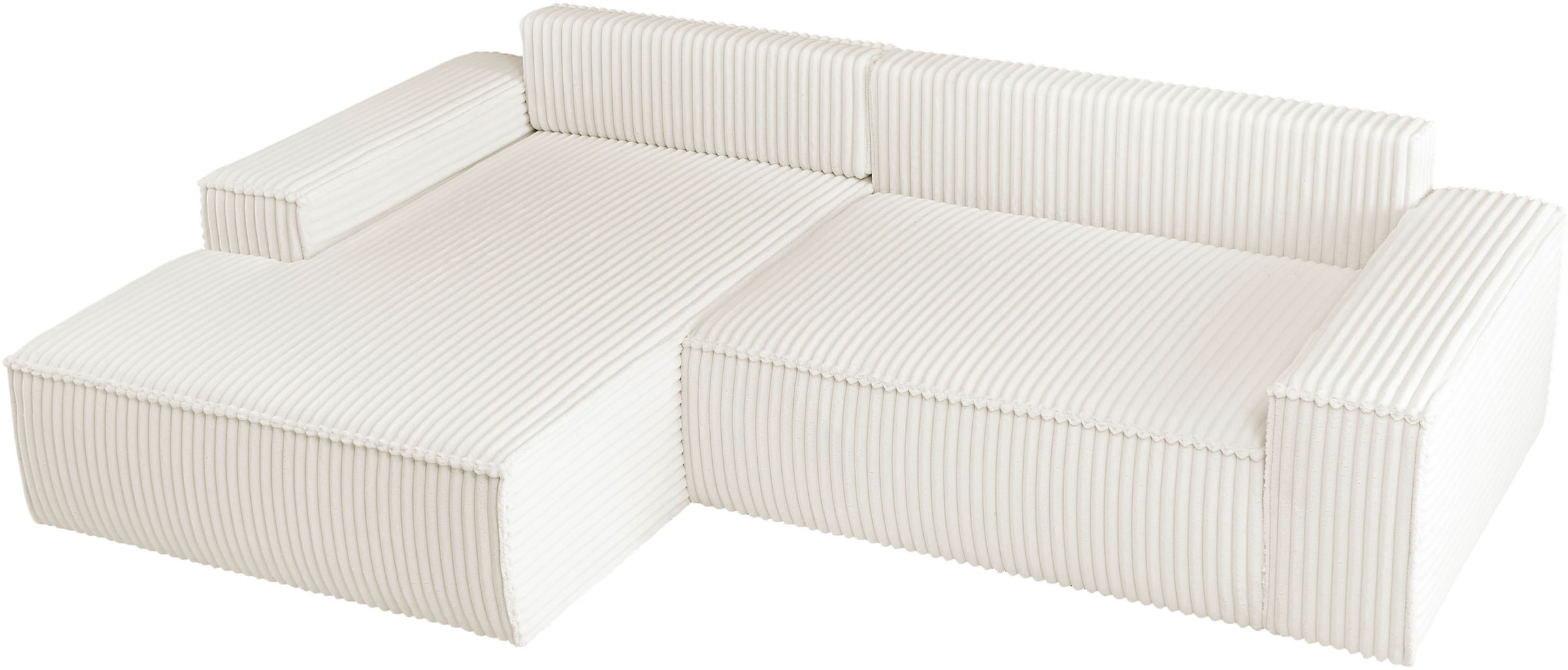 andas Ecksofa »Finnley Schlafsofa 267 cm in Bouclé, Struktur fein u. Cord, L-Form,«, Schlaffunktion m. Bettkasten (136/210 cm), Bouclé, Struktur und Cord