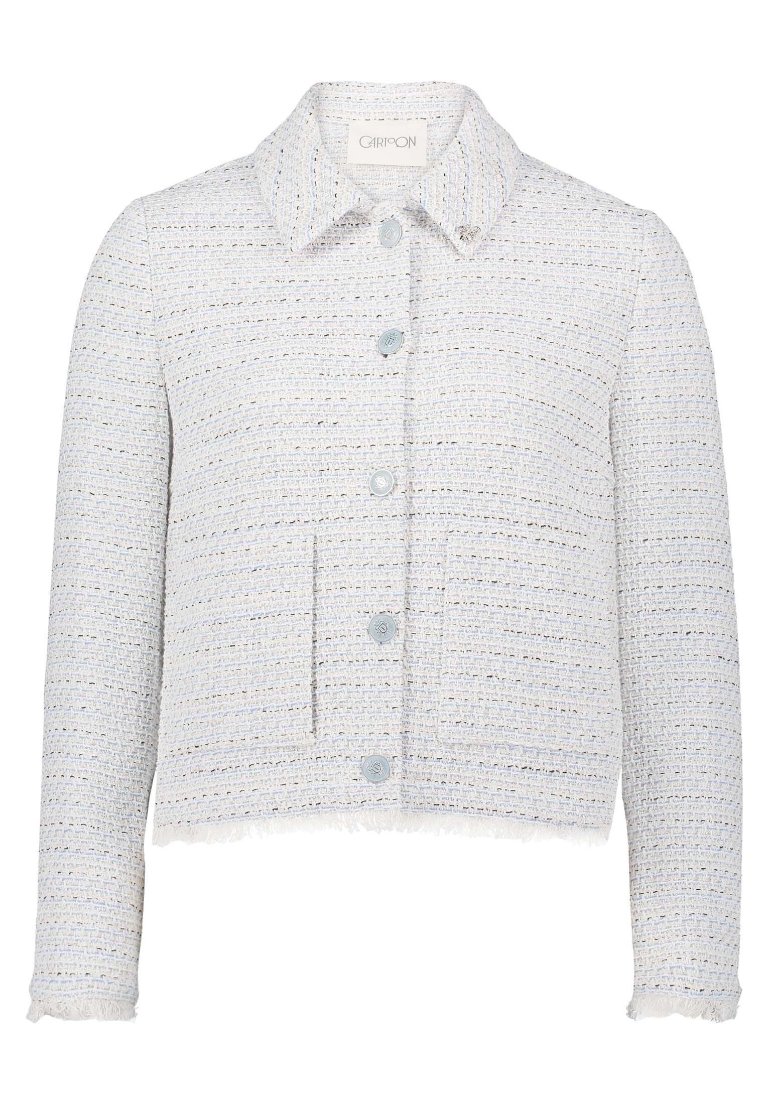 Cartoon Jackenblazer "Cartoon Damen Tweedblazer mit Fransen", Material günstig online kaufen