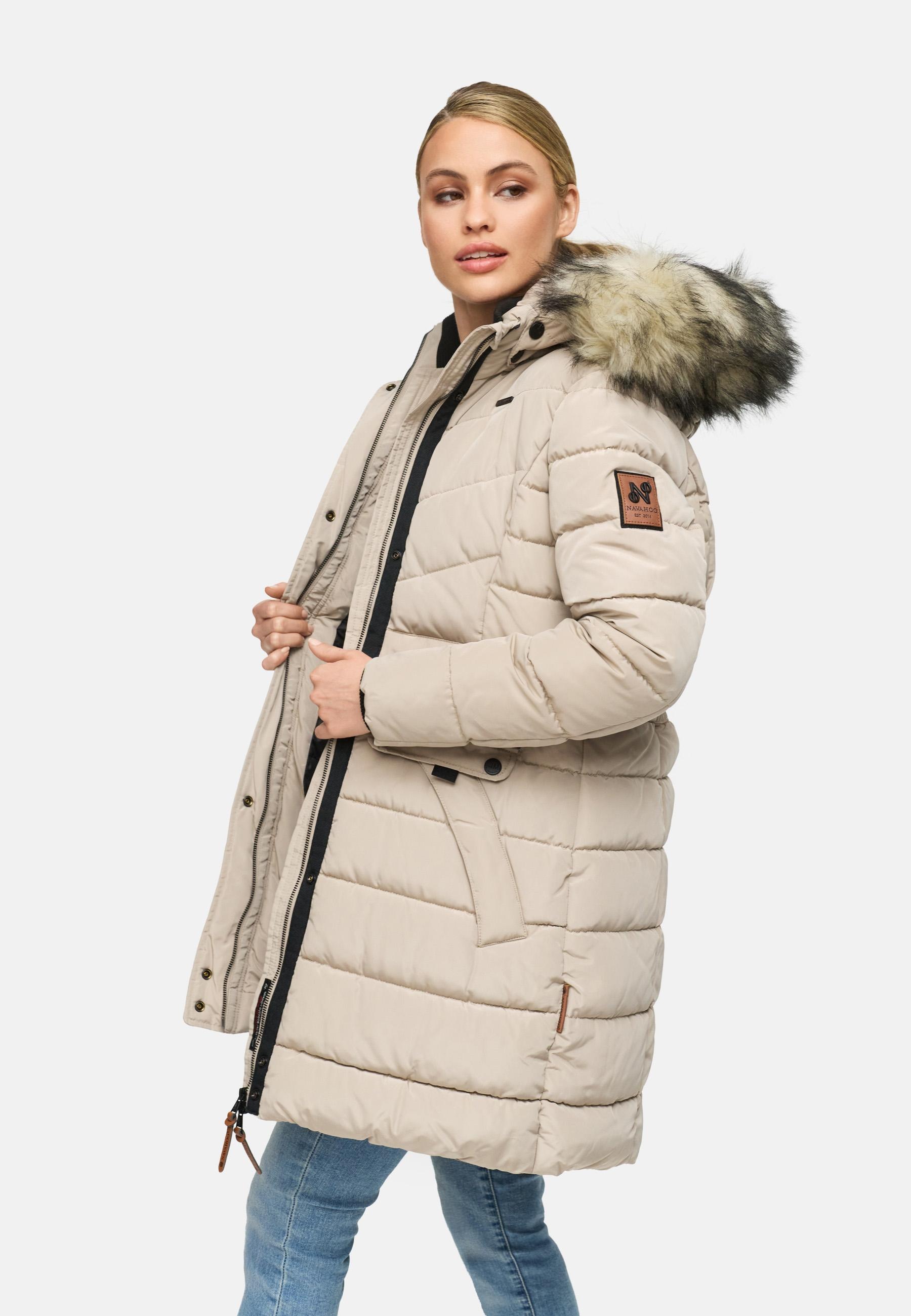 Navahoo Steppmantel »Paula«, stylischer Winter Parka m. edlem Fellimitat