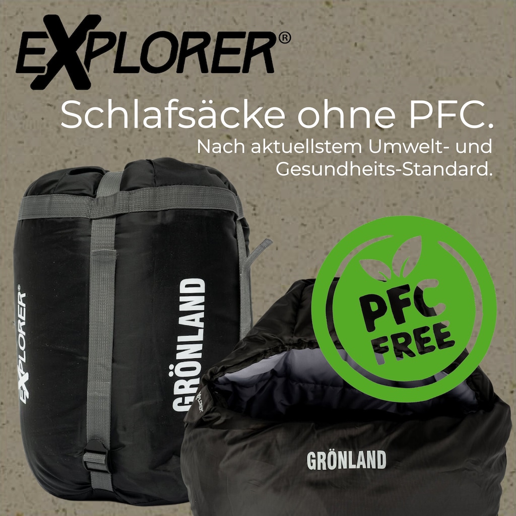 EXPLORER Mumienschlafsack »Grönland Camping Schlafsack 230x82x55cm Outdoor warm«, (+0°C bis -23°C Frühling/Sommer/Herbst/Winter Reise Festival), kombinierbar 1900g