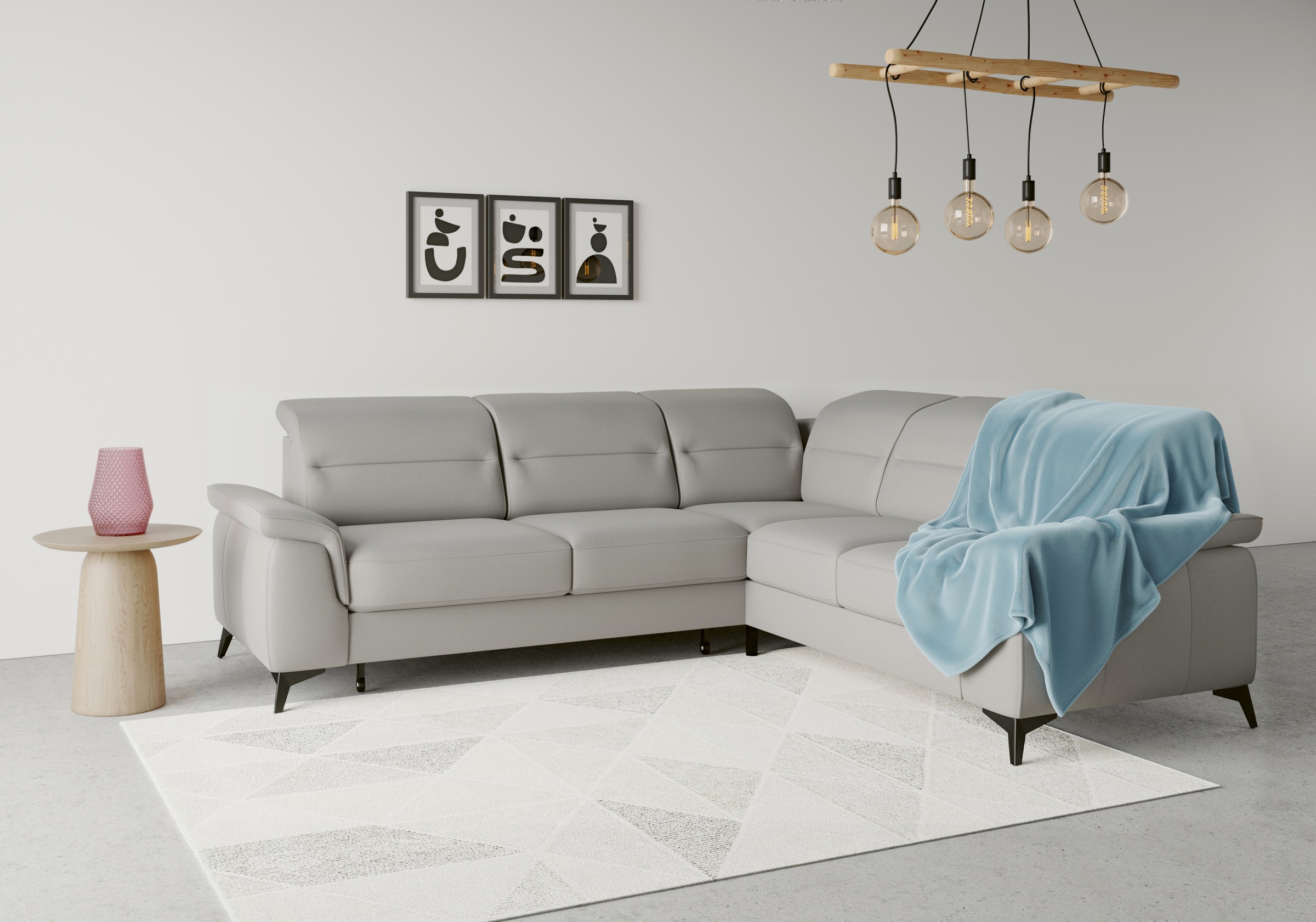 sit&more Ecksofa »Sinatra L-Form«, optinal mit Kopfteilverstellung und Armteilfunktion, Metallfüße