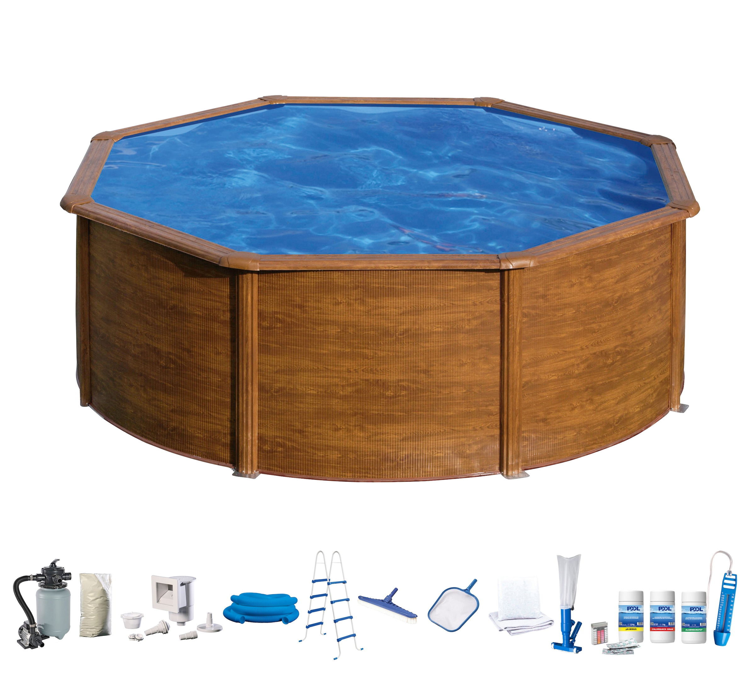 my POOL BWT Rundpool, (Set, 10 tlg.), in moderner Holzoptik, Höhe 120 cm, verschiedene Größen