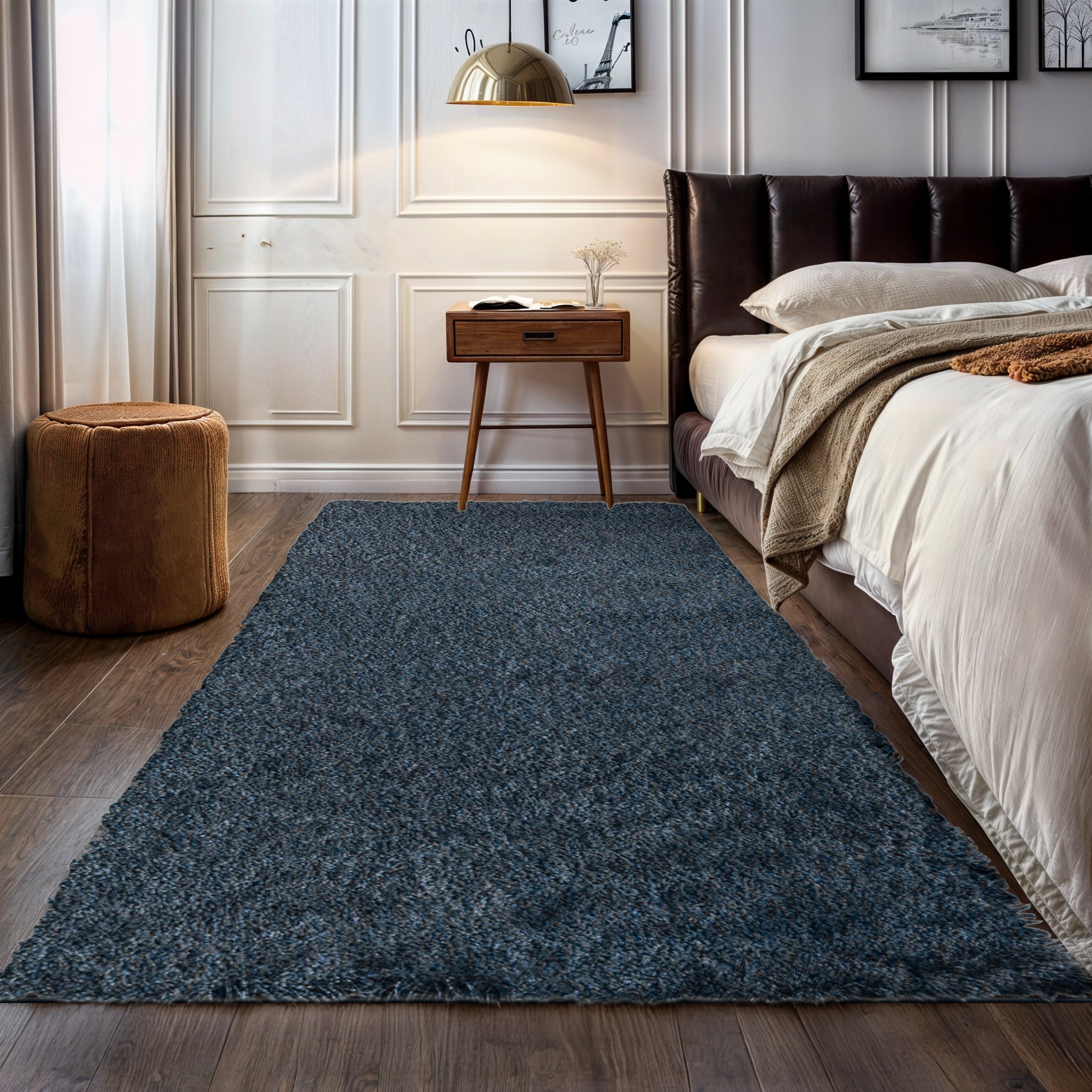 Hochflor-Teppich OTTO HOME "Banji", blau (dunkelblau), B:70cm H:37mm L:140cm, Polypropylen (PP), Teppiche, Uni Farben, weich und flauschig, auch als Läufer & in rund erhältlich