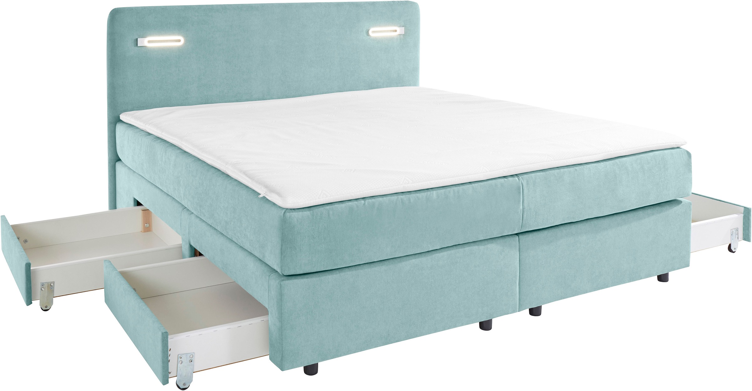 INOSIGN Boxbett »Luan«, Schubkästen, LED-Beleuchtung und Topper, in Breite 120 cm und 180 cm