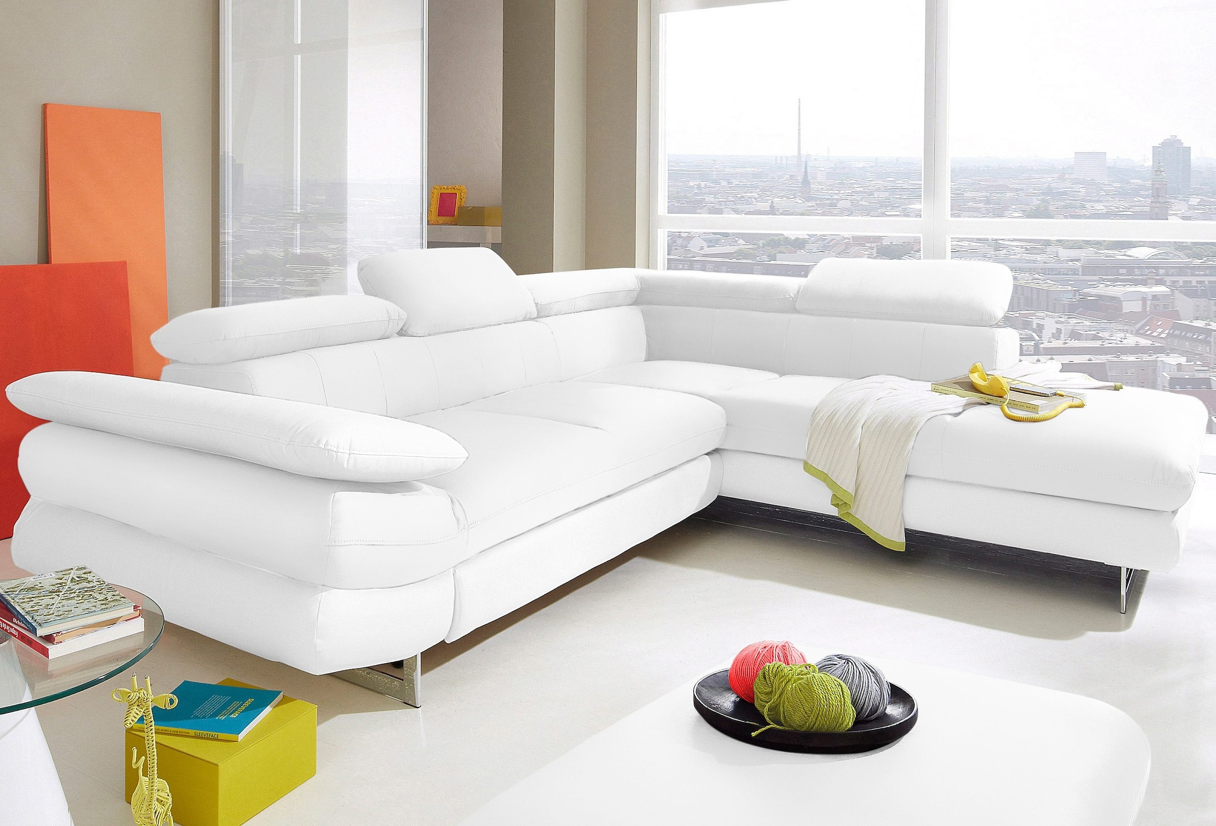 COTTA Ecksofa »Solution L-Form« mit Arm- & Kopfteilverstellung, wahlweise mit Bettfunktion