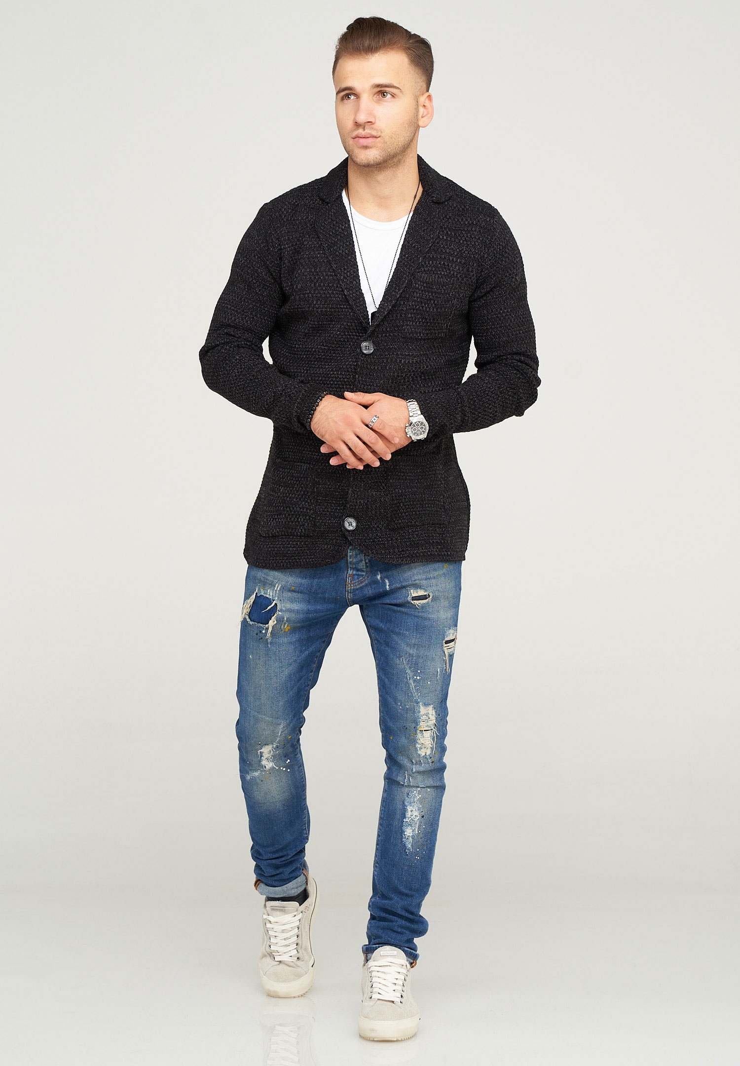 behype Strickjacke "FELIAN", mit modischem Reverskragen günstig online kaufen