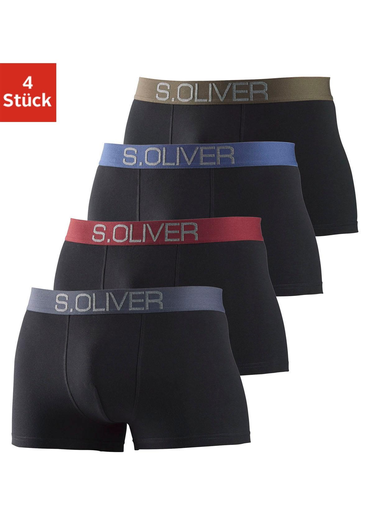 s.Oliver Boxer "Boxershorts für Herren" Packung, 4 Stk. mit kontrastfarbenem Webbund