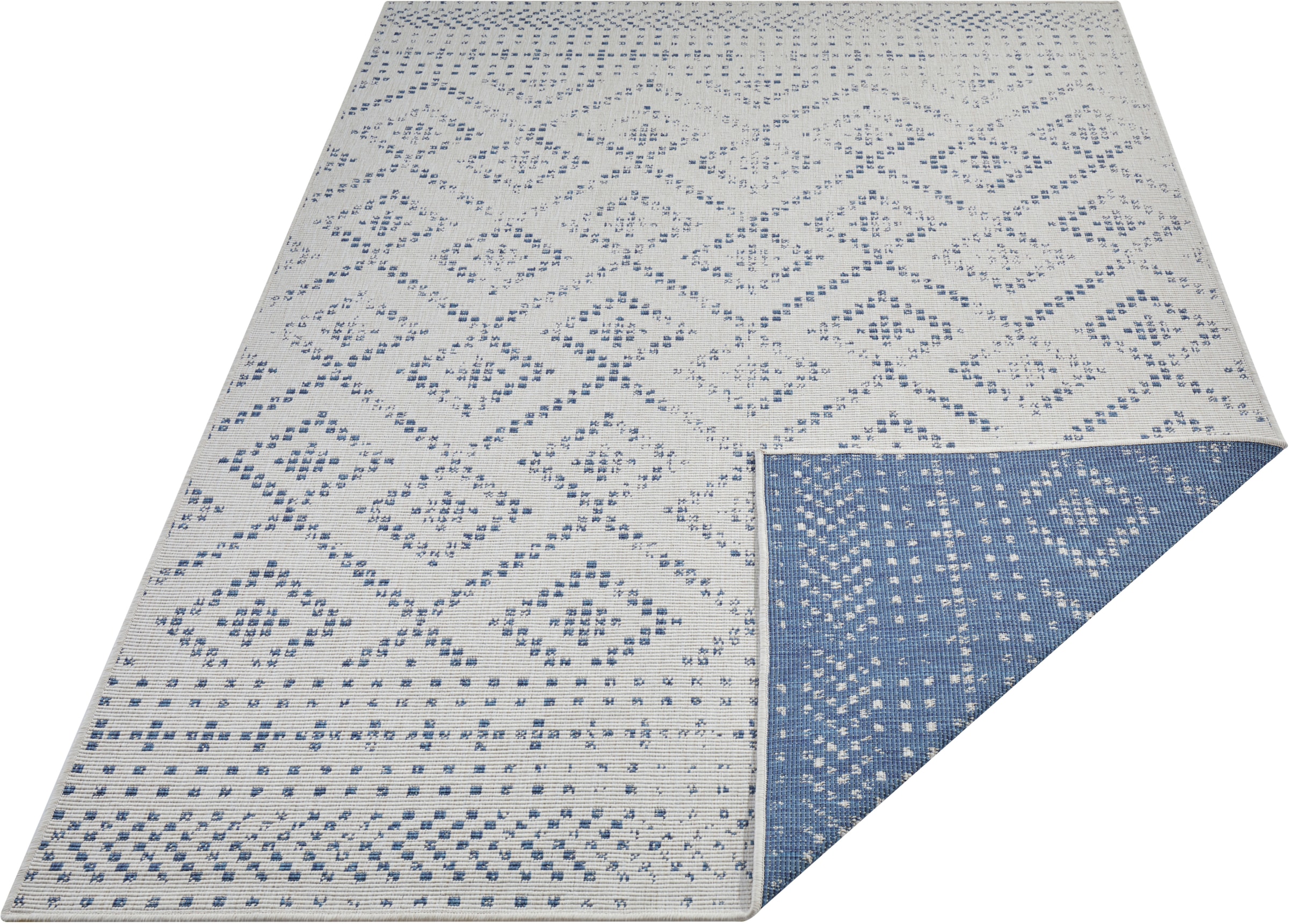 Rond binnen & buiten vloerkleed Lilja - grijs/crème 240 cm rond