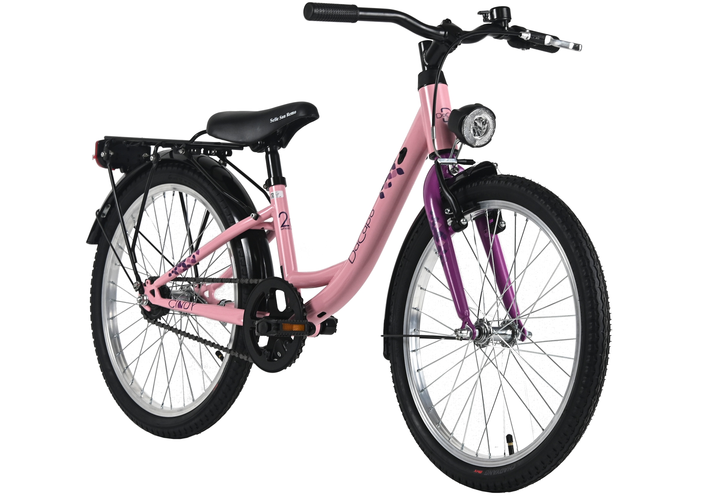Dacapo Kinderfahrrad »20" Cindy Rosa 1 Gang RH 27 cm mit Beleuchtung - Ab 6 Jahre« 1 Gang ohne Schaltung
