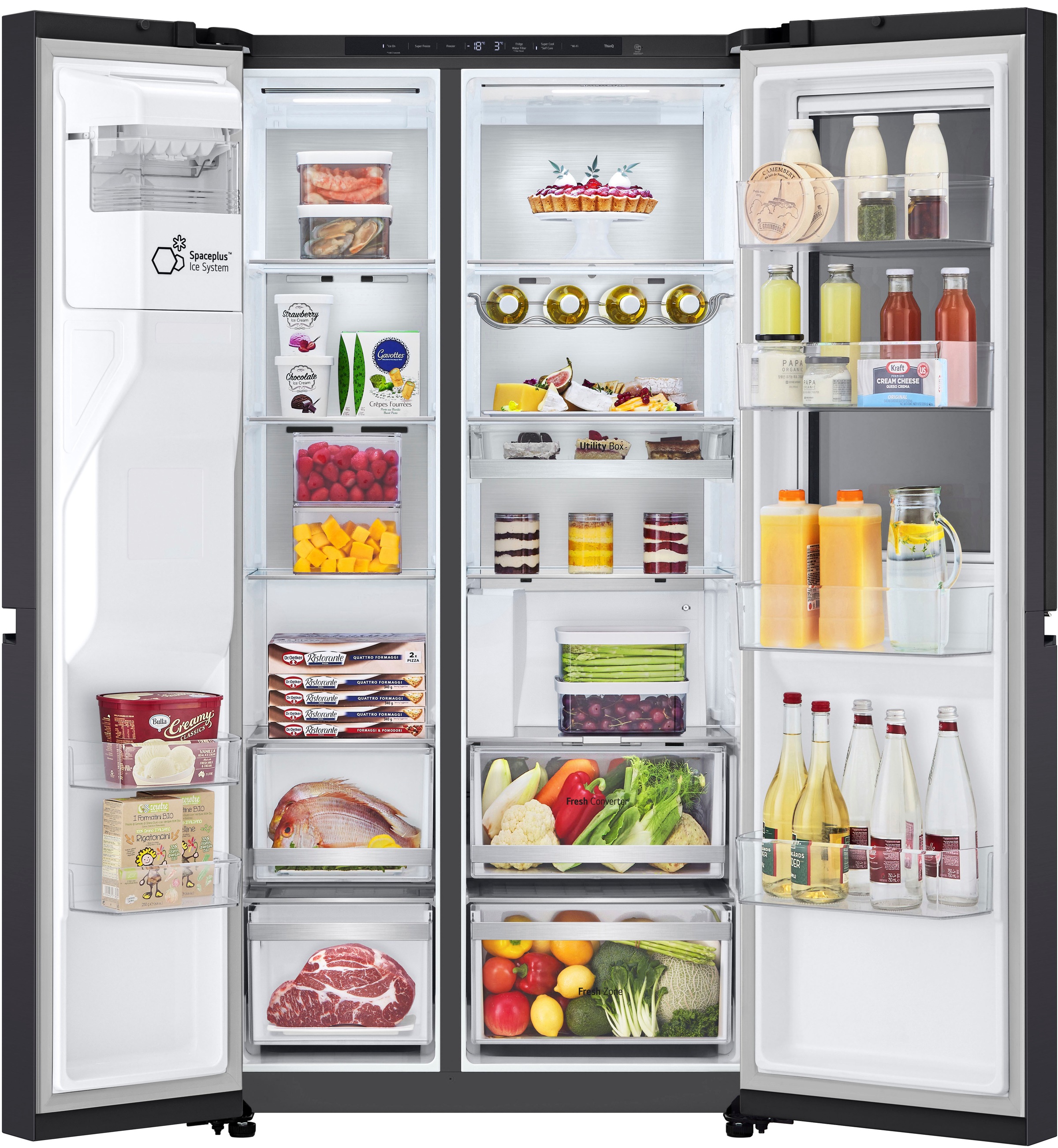 LG Side-by-Side X-Serie »GSXE90EVAD«, großes Wein- und Flaschenregal