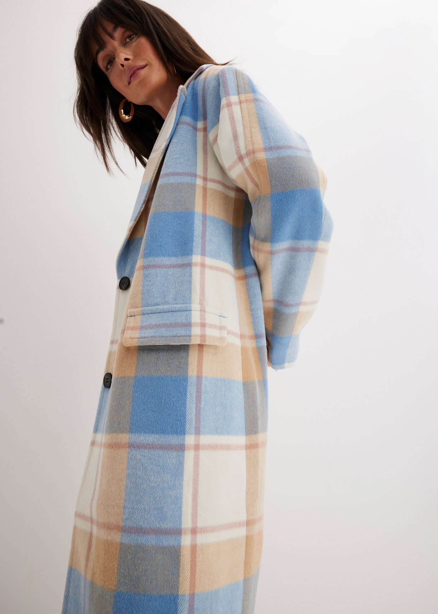 bonprix Langmantel "Oversize-Mantel n Wolloptik" Oversize-Passform, mit Rev günstig online kaufen