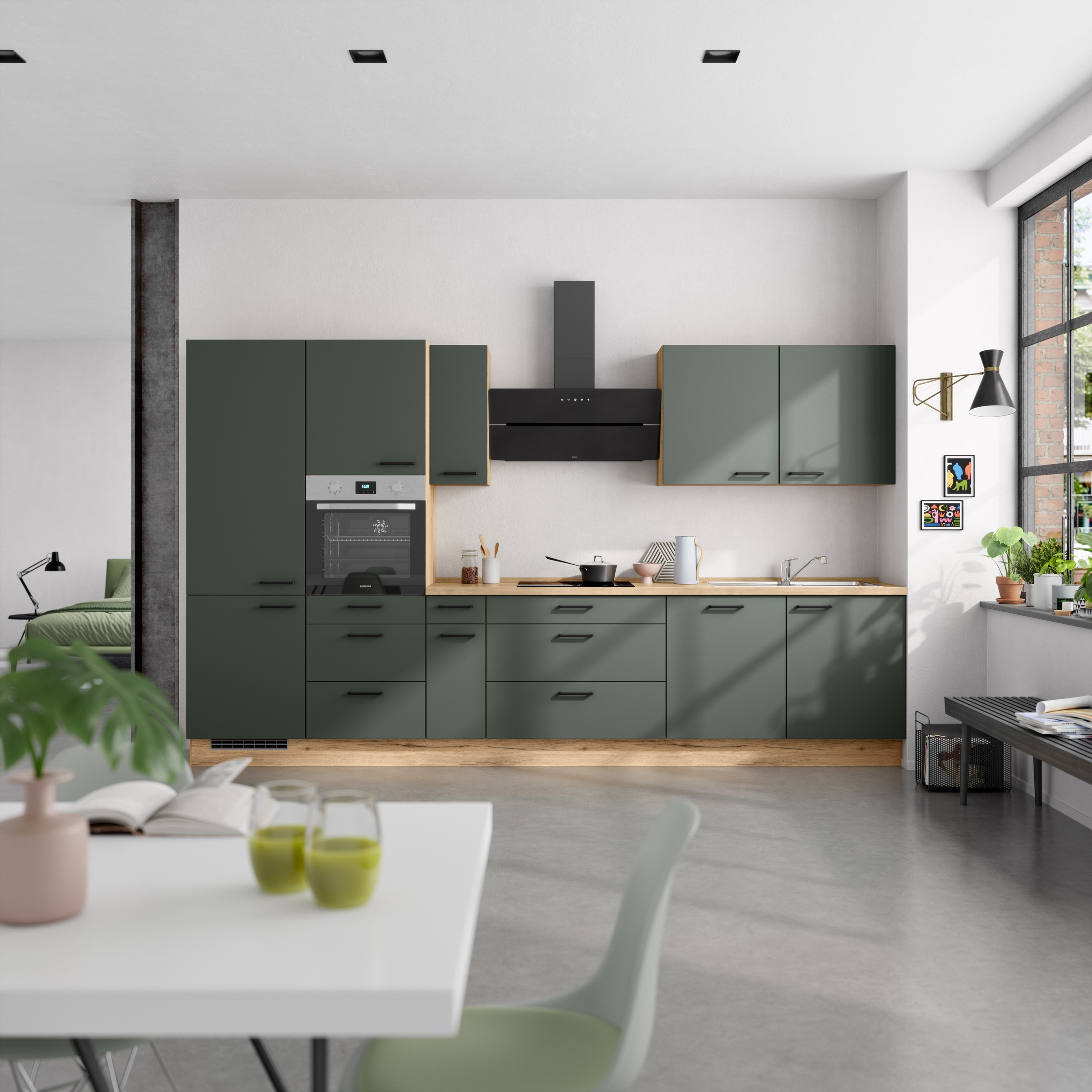 nobilia® Küchenzeile »"Easytouch II"«, vormontiert, Ausrichtung wählbar, Breite 360 cm, wahlw. mit E-Geräten