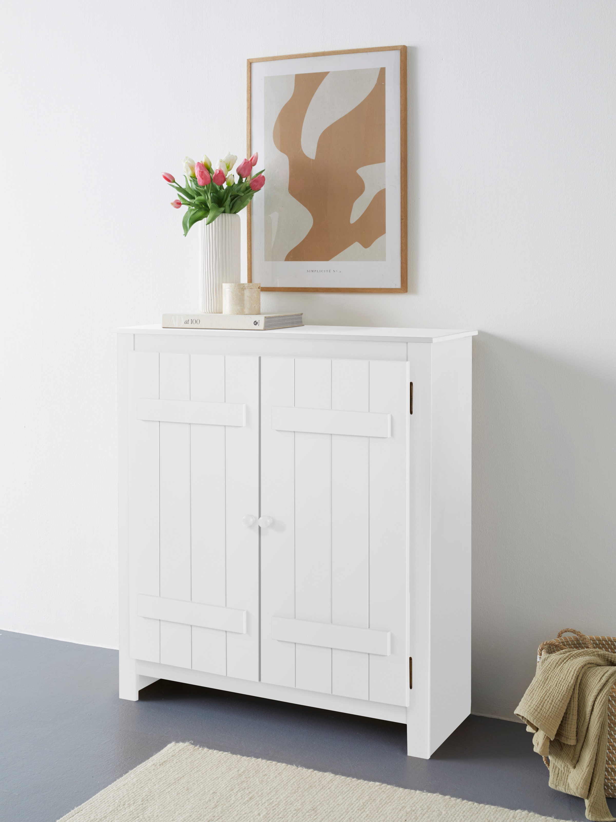 OTTO home Schuhschrank "Bertram" Massivholz, 2 verstellbare Einlegeböden, Magnetverschluss,Höhe 110 cm