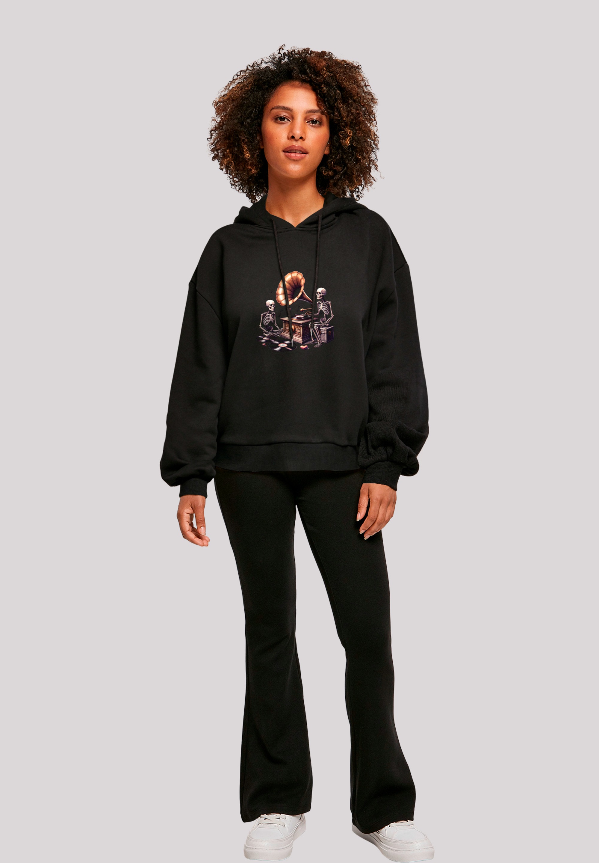 F4NT4STIC Sweatshirt »Gothic Skeleton Vintage Plattenspieler«, Premium Qualität