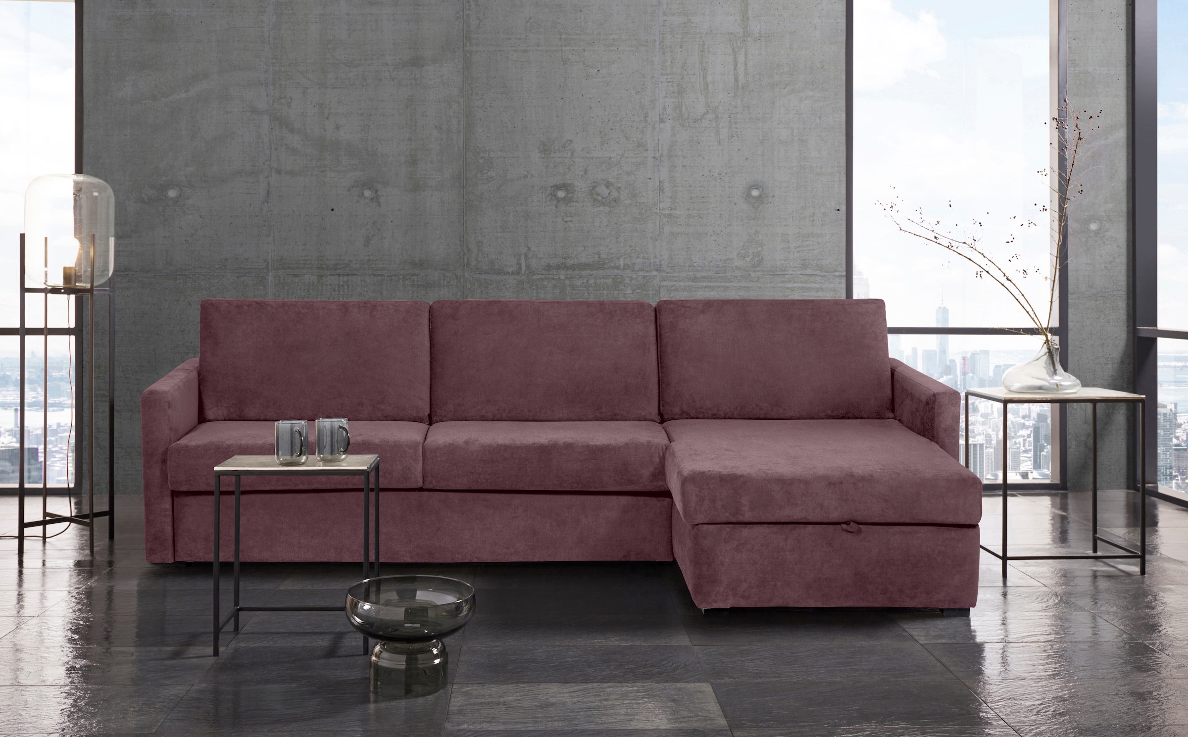 Places of Style Schlafsofa "GOLDPOINT Ecksofa 264 cm, Liegefläche (140/200cm), L-Form,", Bettfunktion, Bonell-Federkernm