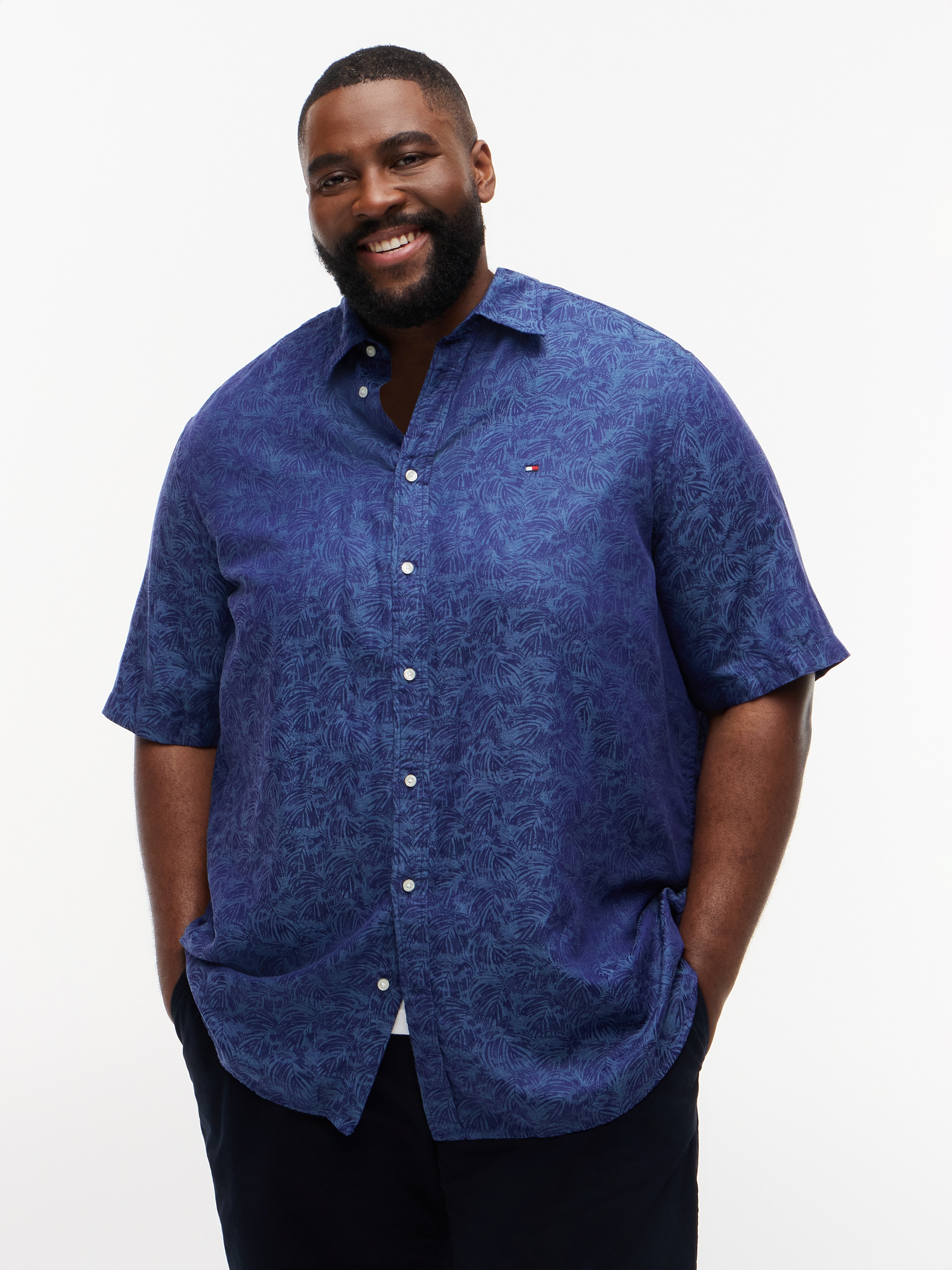 Tommy Hilfiger Big & Tall Kurzarmhemd "BT-LI TENCEL JAQUARD" Große Größen, günstig online kaufen