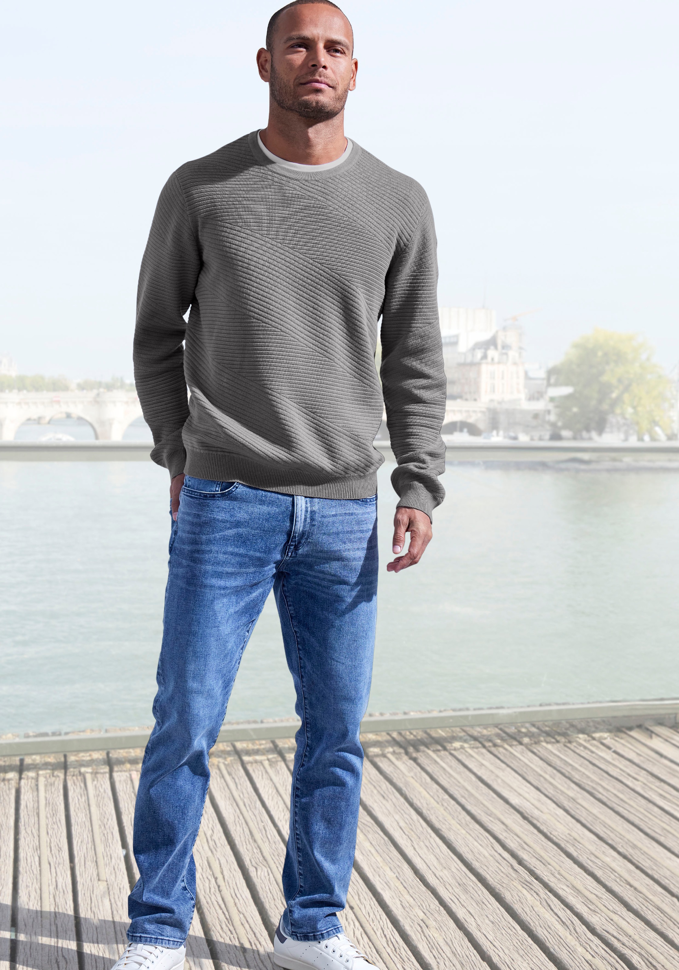 John Devin Strickpullover, Pullover aus weichem Strukturstrick