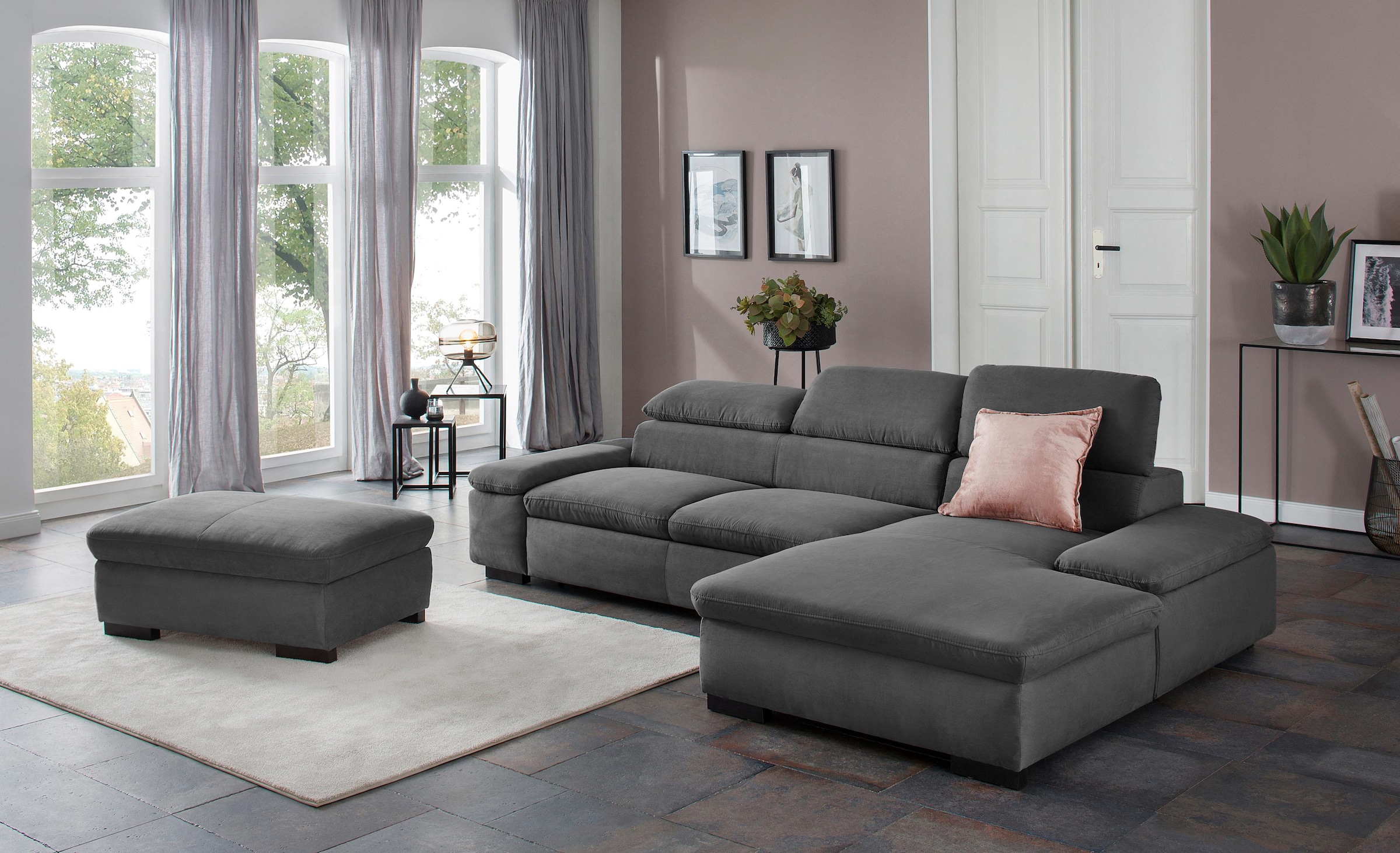 Home affaire Ecksofa »Alberto L-Form«, mit Kopfteilverstellung, wahlweise mit Bettfunktion