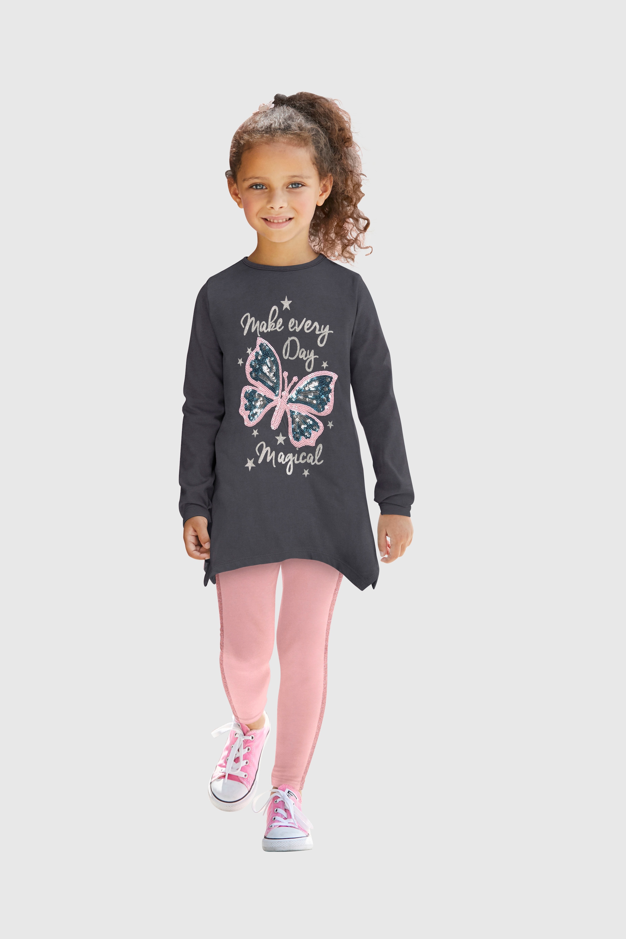 KIDSWORLD Longshirt & Leggings »für kleine Mädchen«, mit Glitzerdetails