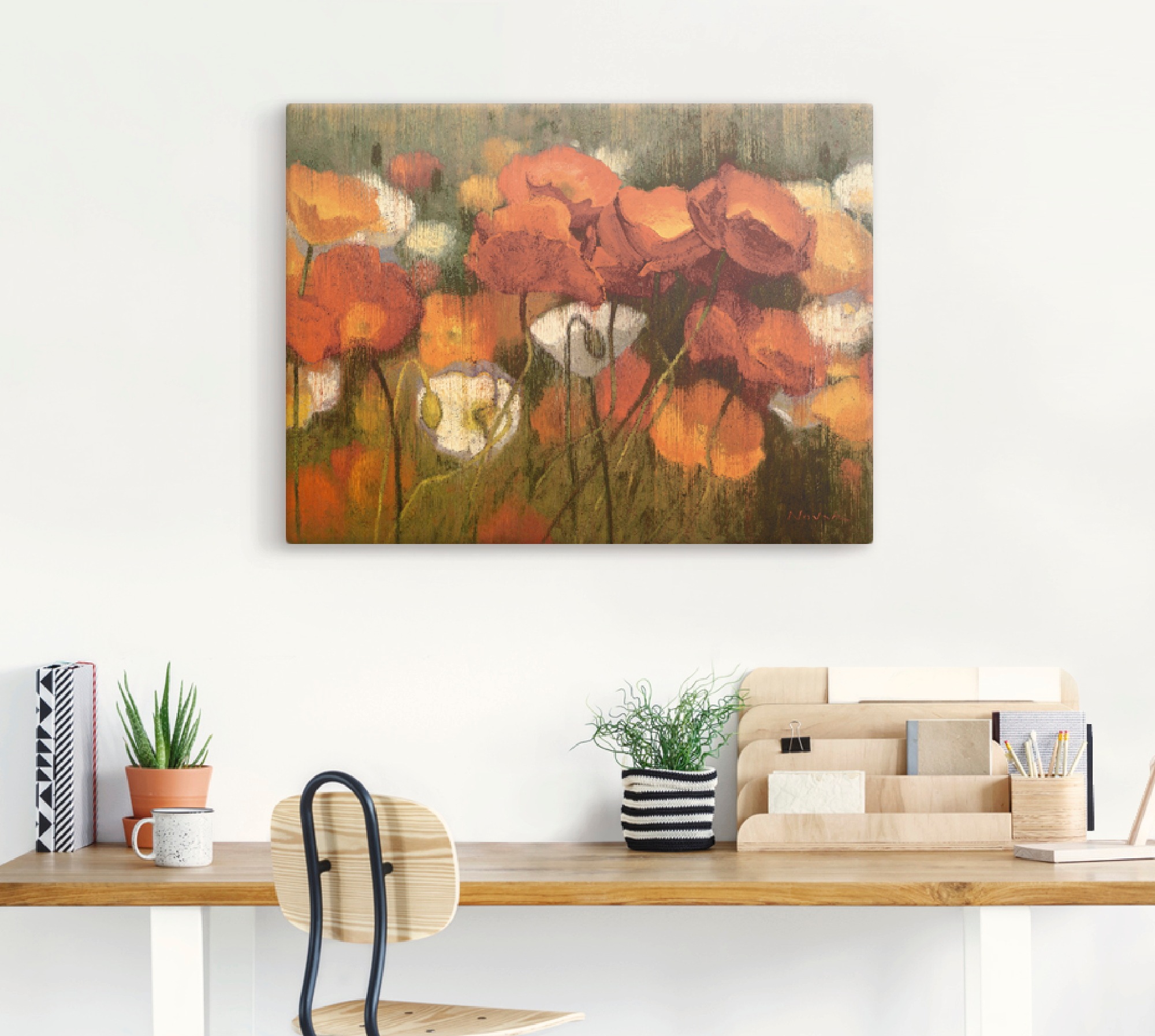 Artland Leinwandbild "Das starke Rot II" Blumenwiese 1 Stk. tlg. auf Holzra günstig online kaufen