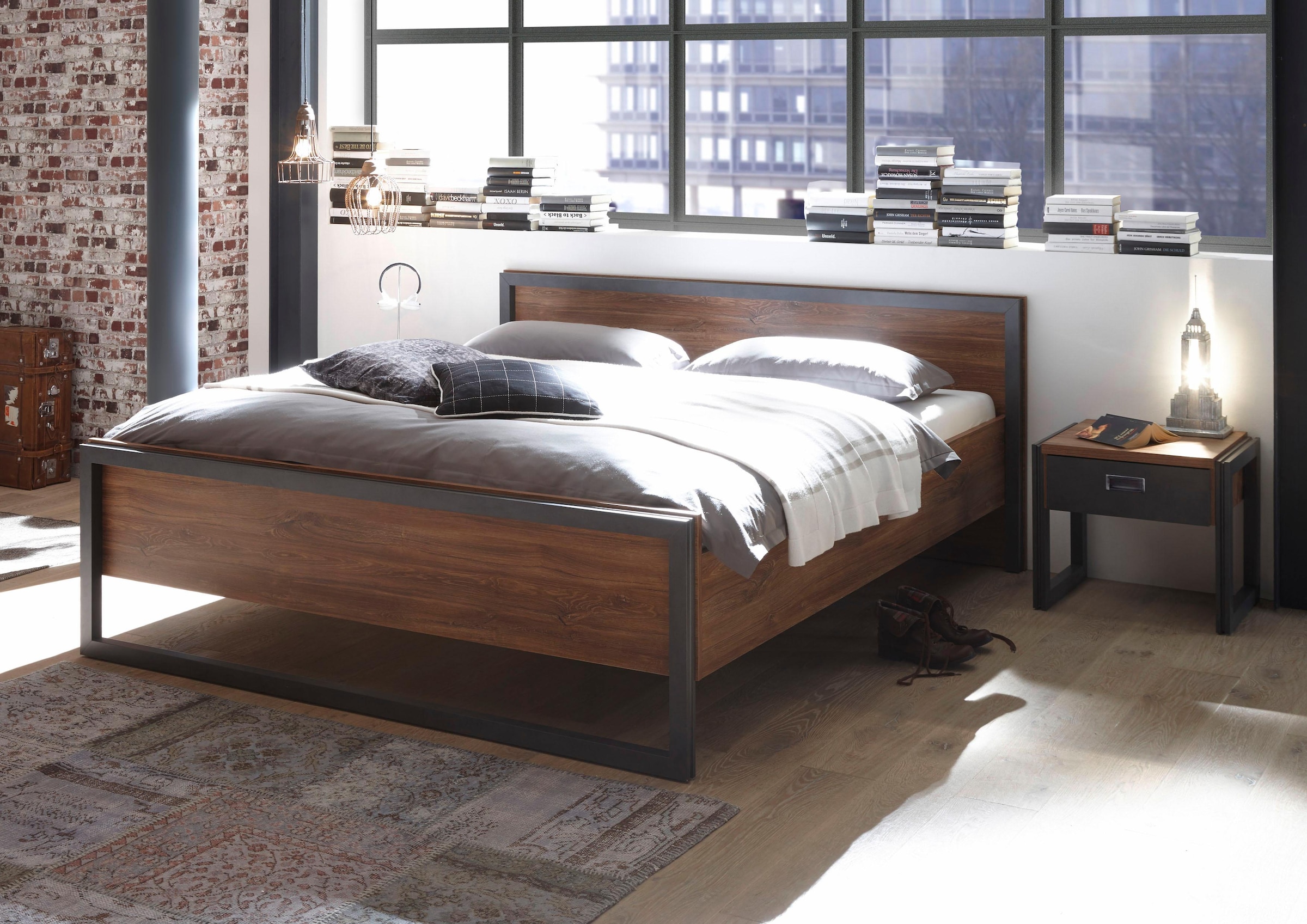 Home affaire Bett »Detroit Einzelbett im Industrial Design, Bettrahmen, Schlafzimmer«, in 3, Breiten (Liegeflächen 90/140 oder 180x200cm)