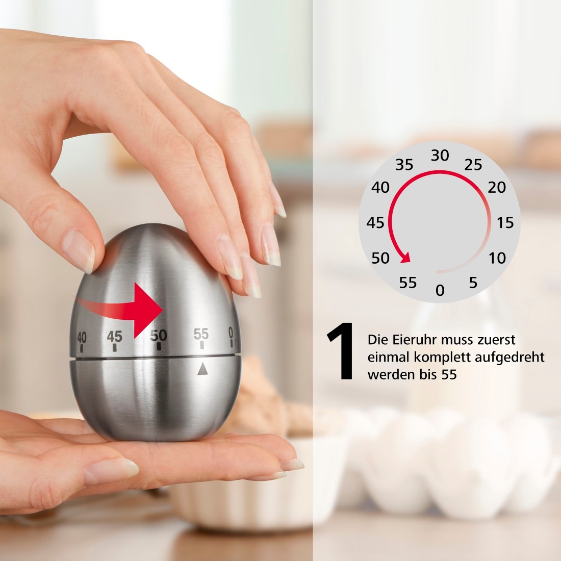 Xavax Küchentimer »Eieruhr Küchentimer Kurzzeitmesser Kurzzeitwecker«, Edelstahl