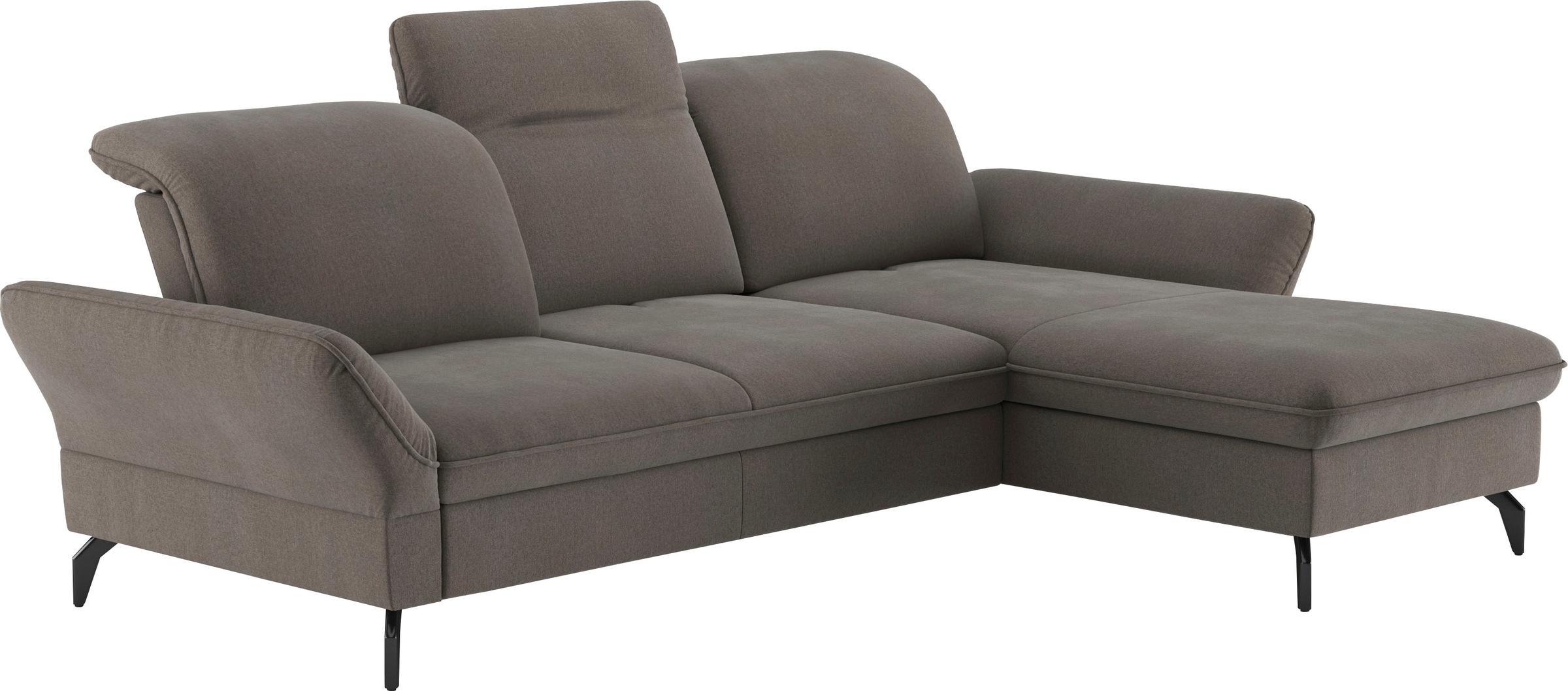 Ecksofa SIT & MORE "Leandro L-Form", braun (schlamm), B:267cm H:88cm T:200cm, 100% Polyester, Sofas, Ecksofa, Wahlweise mit Bett-, Kopfteil - und Armlehnfunktion, sowie Bettkasten 4