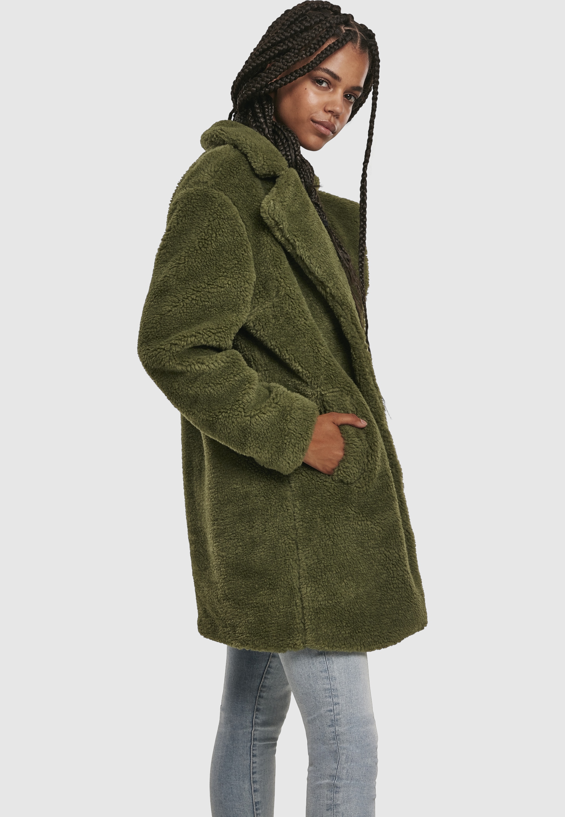 URBAN CLASSICS Parka »Urban Classics Damen Ladies Oversized Sherpa Coat« 1 Stk. tlg. ohne Kapuze