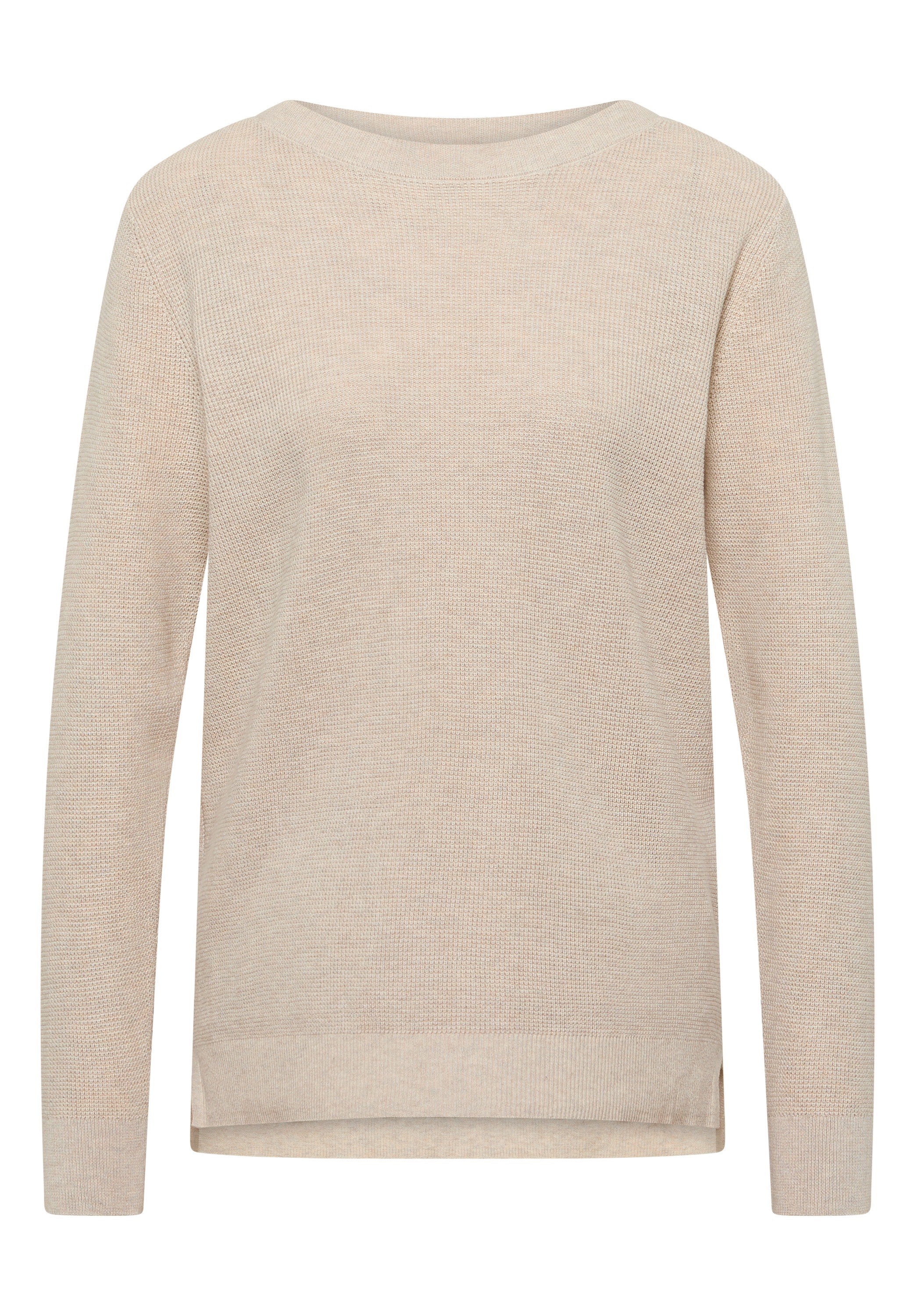 Strickpullover CECIL, Damen, Gr. M (40), egg beige melange, Strick, Obermaterial: 60% Baumwolle, 40% Viskose, unifarben, lässig geschnitten hüftbedeckend, Rundhals, Pullover Strickpullover, mit U-Boot-Ausschnitt 3