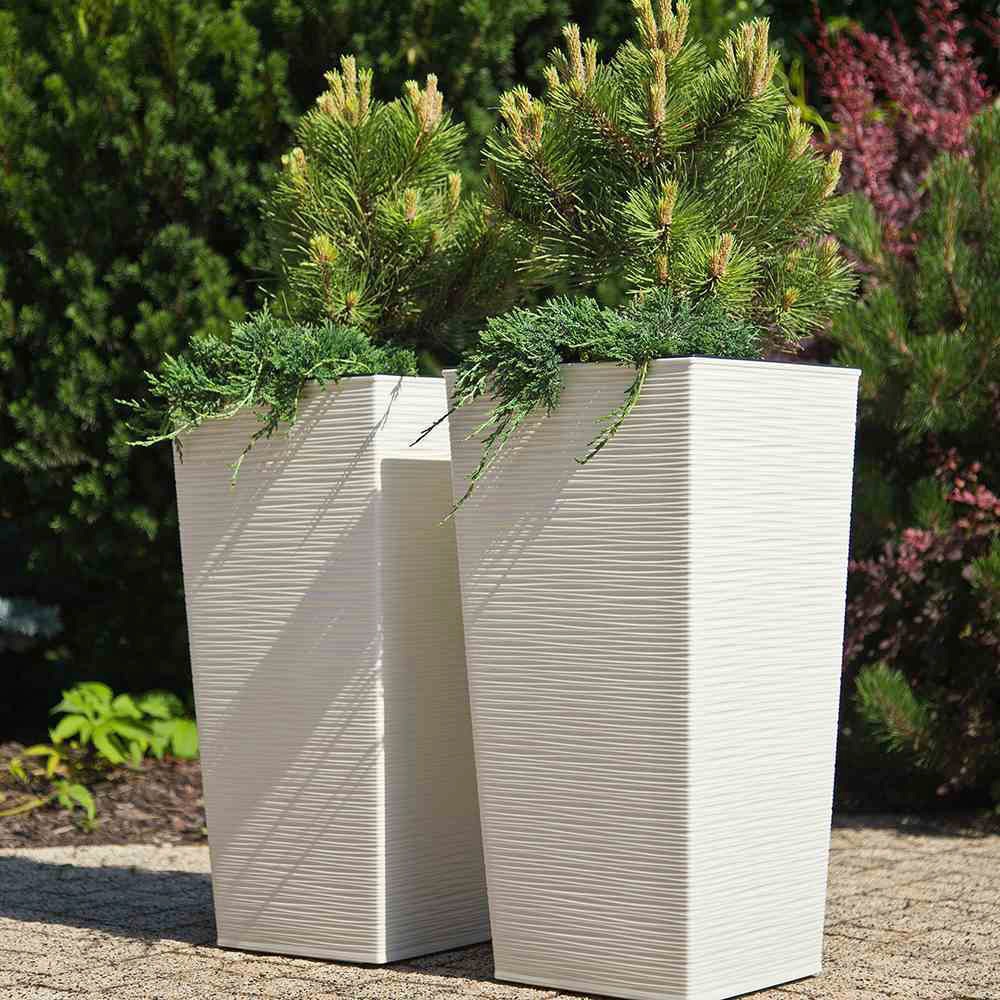Siena Garden Pflanzkübel, Rillenoptik, eckig