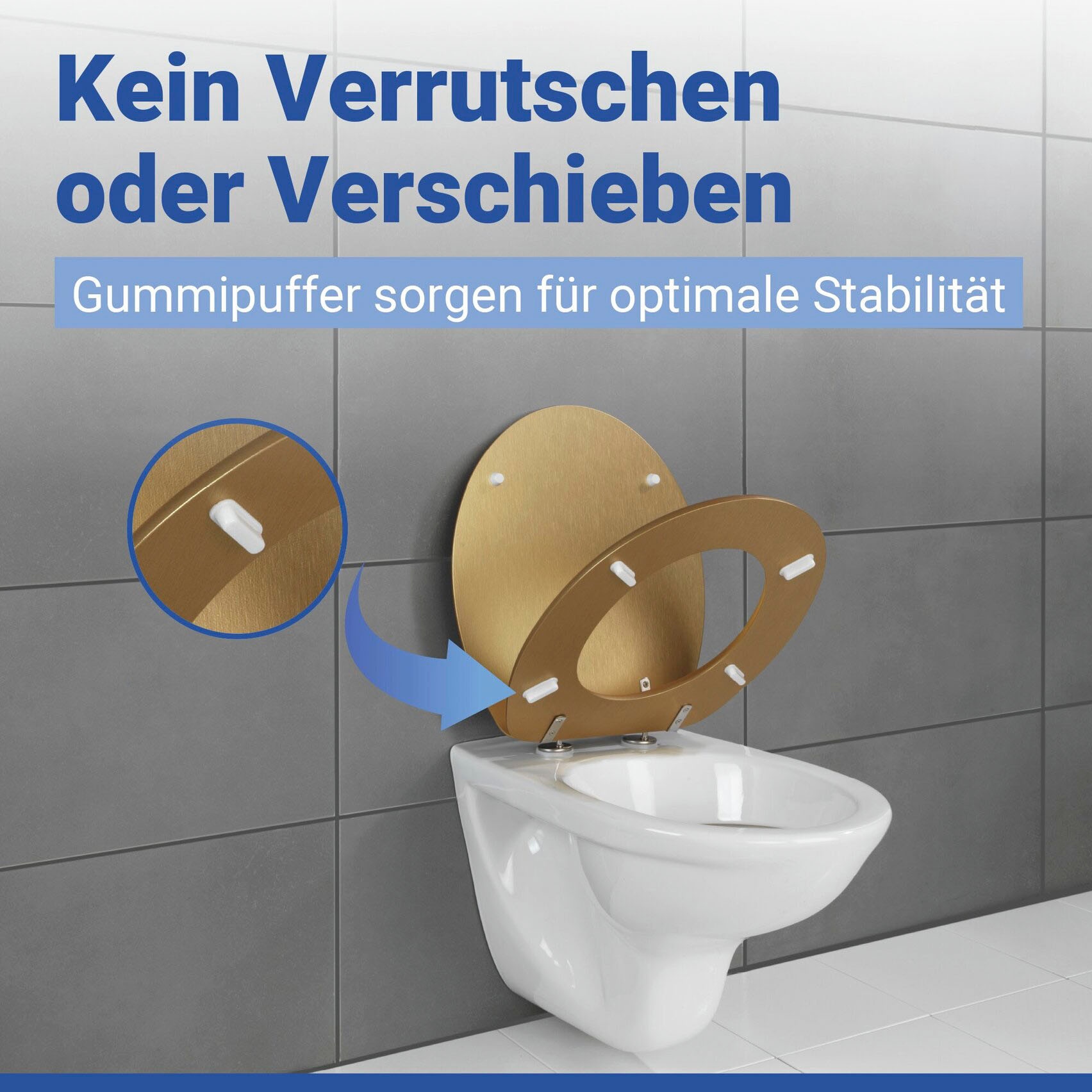 WENKO WC-Sitz »Modell Aldeno« aus MDF mit Edelstahl-Befestigung, spülkastengeeignet
