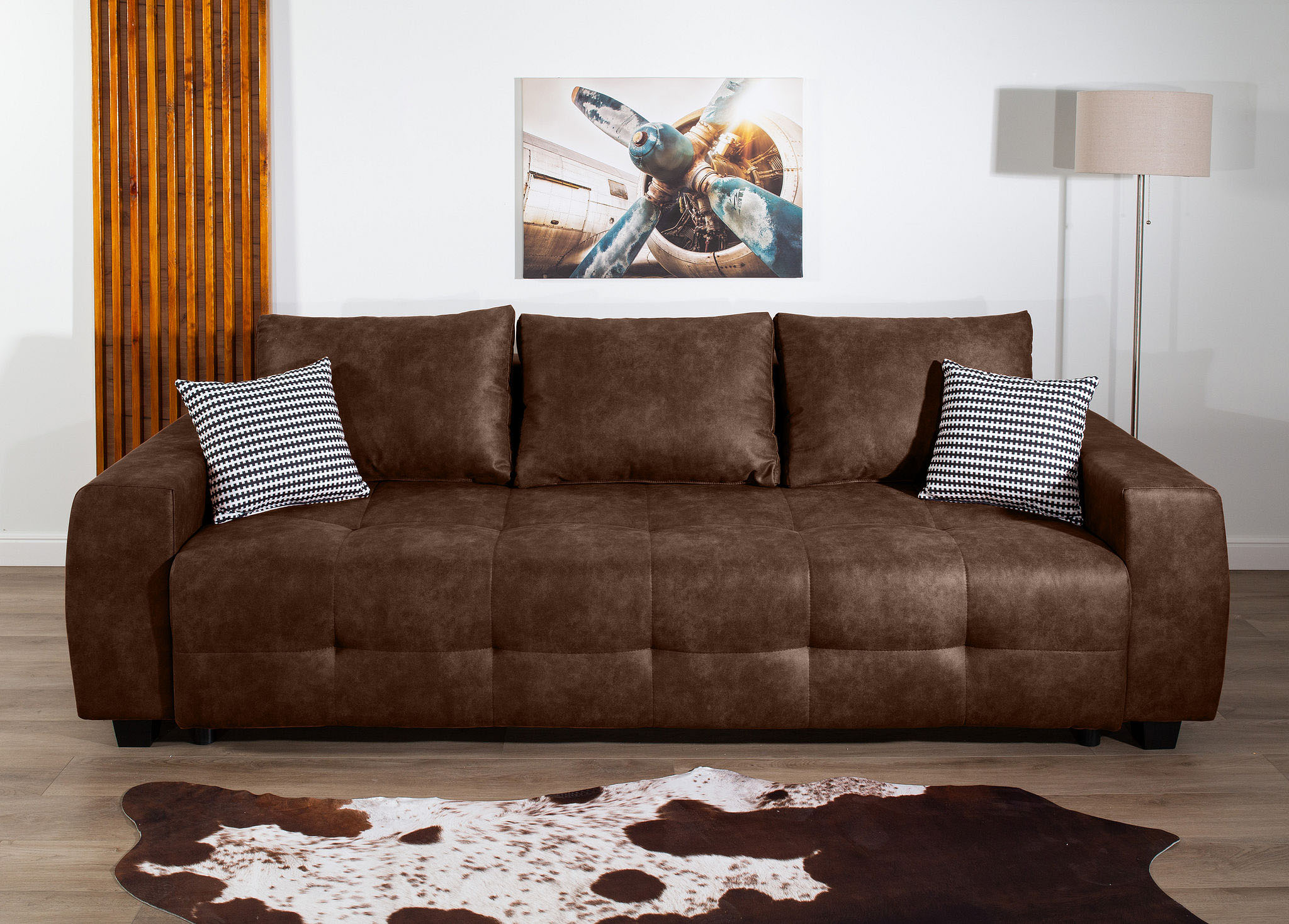 OTTO home Schlafsofa "Bella B: 241 cm, Liegefl. 142x194 cm mit Bettkasten & Zierkissen" Schlafcouch mit Gästebett, 2 Zierkissen inklusive, frei stellbar