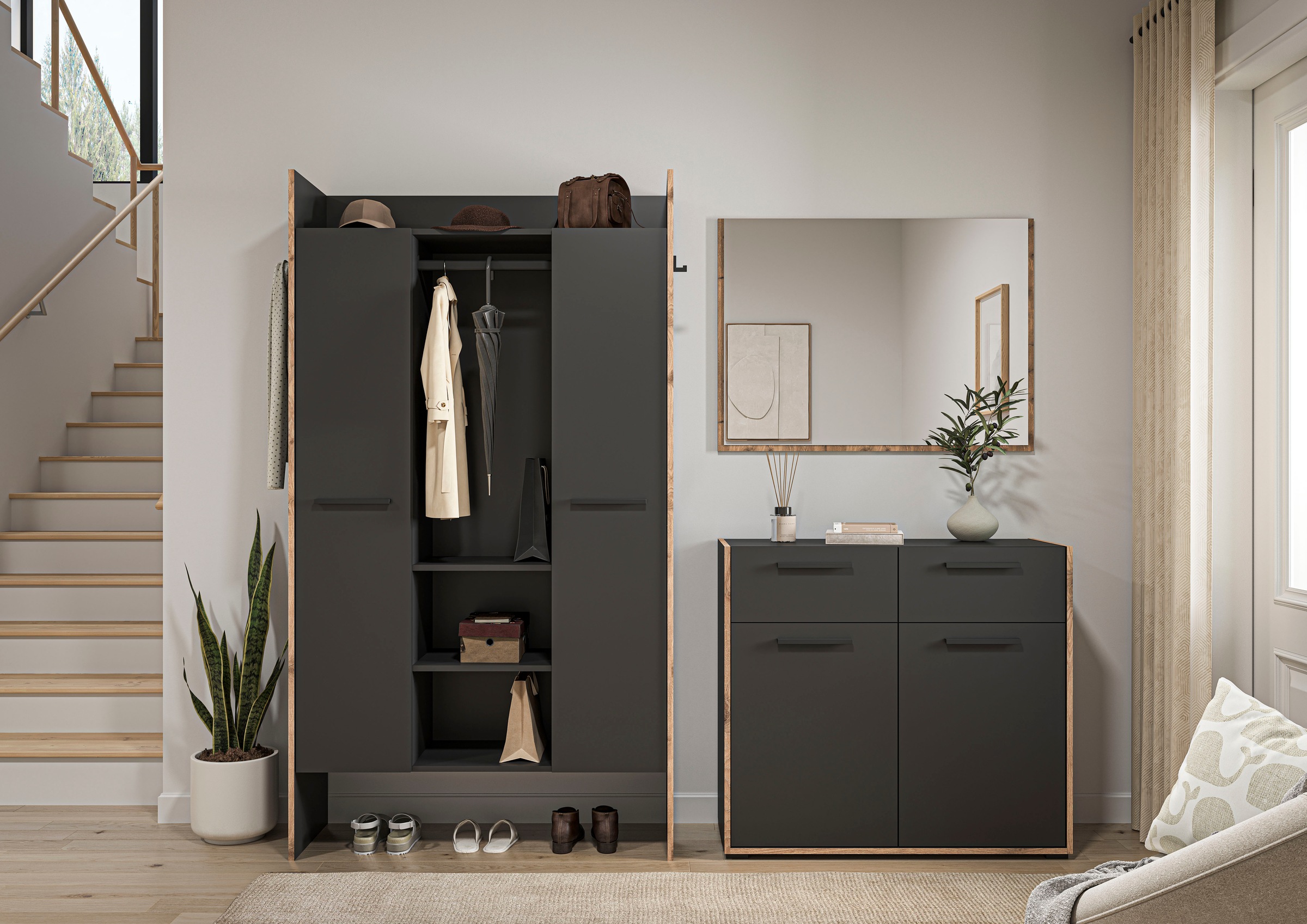 INOSIGN Garderoben-Set "MUSTA, 3-teilig: Garderobenschrank, Kommode & Garde günstig online kaufen
