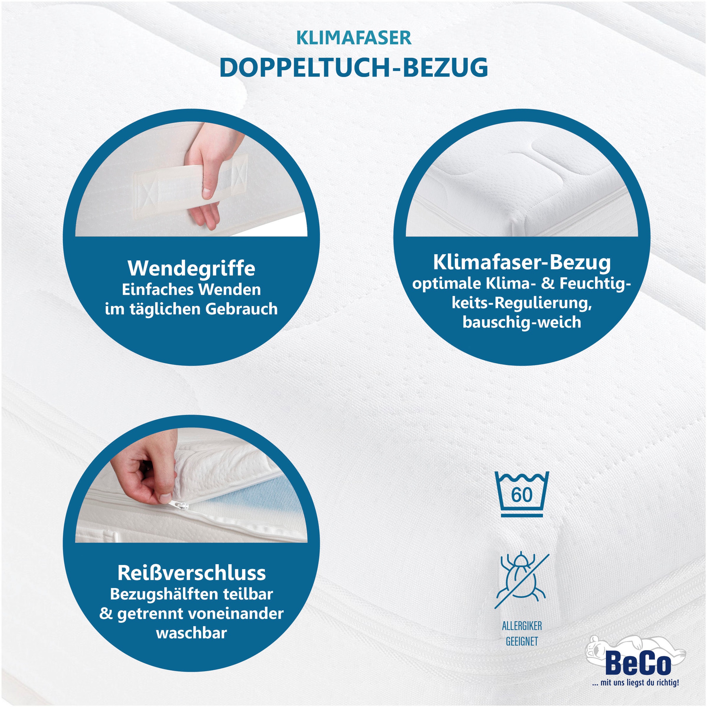 Thumbnail - Beco Taschenfederkernmatratze "Royal Komfort Gel-GOLD TFK-Matratze mit Geltopper für Luxusschlaf" 26 cm hoch 480 Federn ...