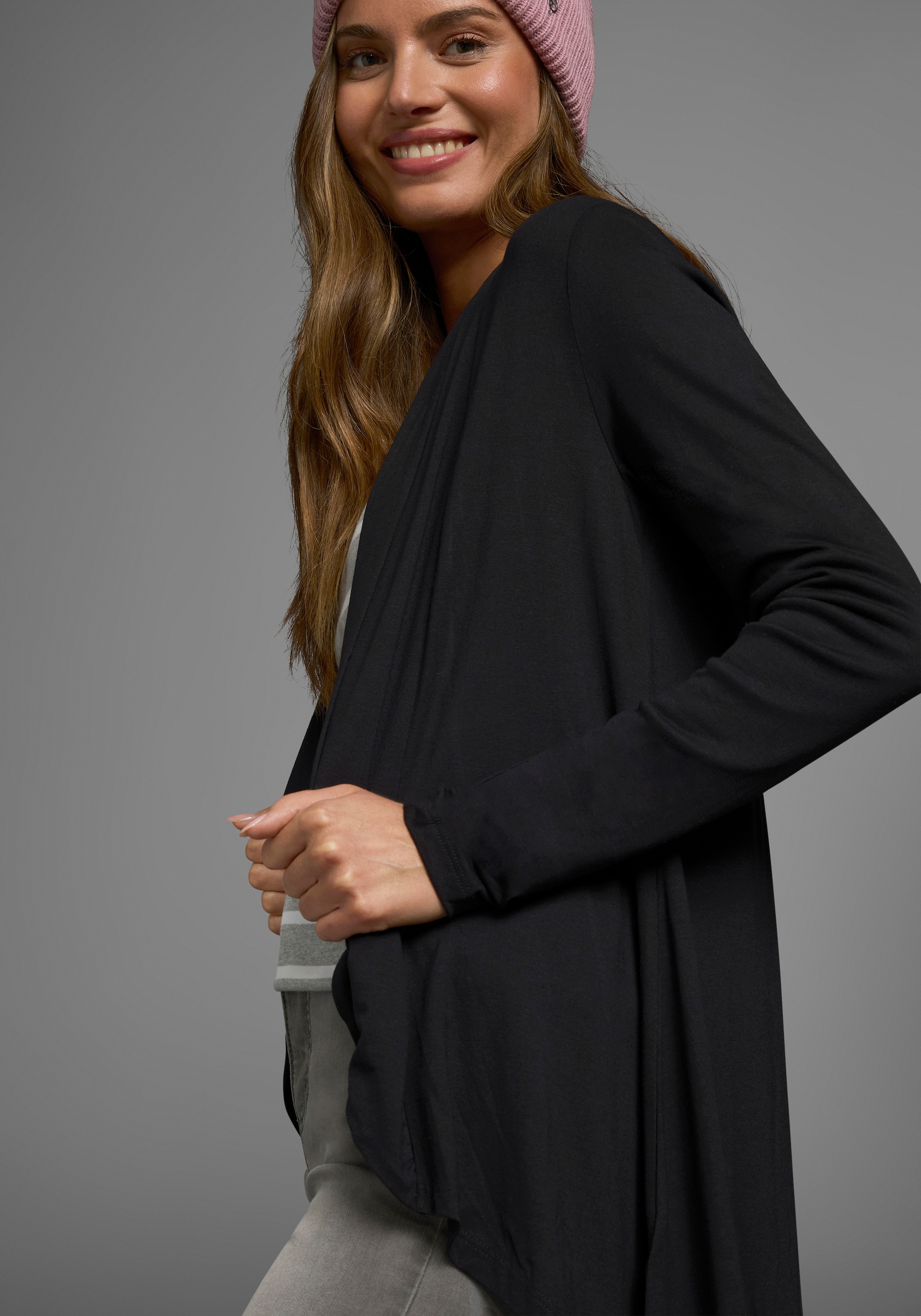 Boysen's Shirtjacke, Langarm, mit Schalkragen, aus elastischem Jersey