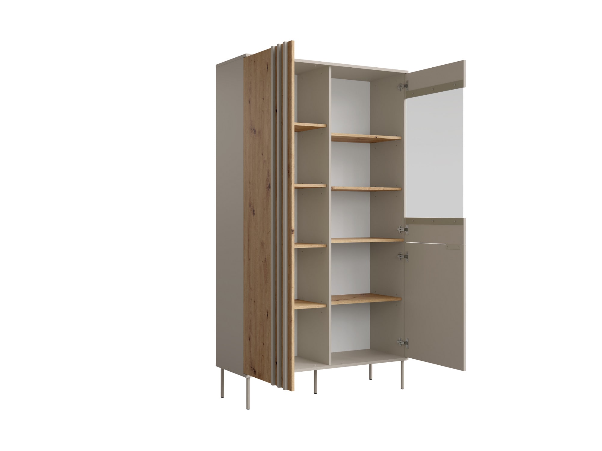 OTTO home Vitrine »AAELIN Vitrineschrank mit/ohne Beleuchtung, verglast, viel Stauraum« Standvitrine/Glasvitrine mit 2 Türen, 8 Einlegeböden, matt Hochschrank