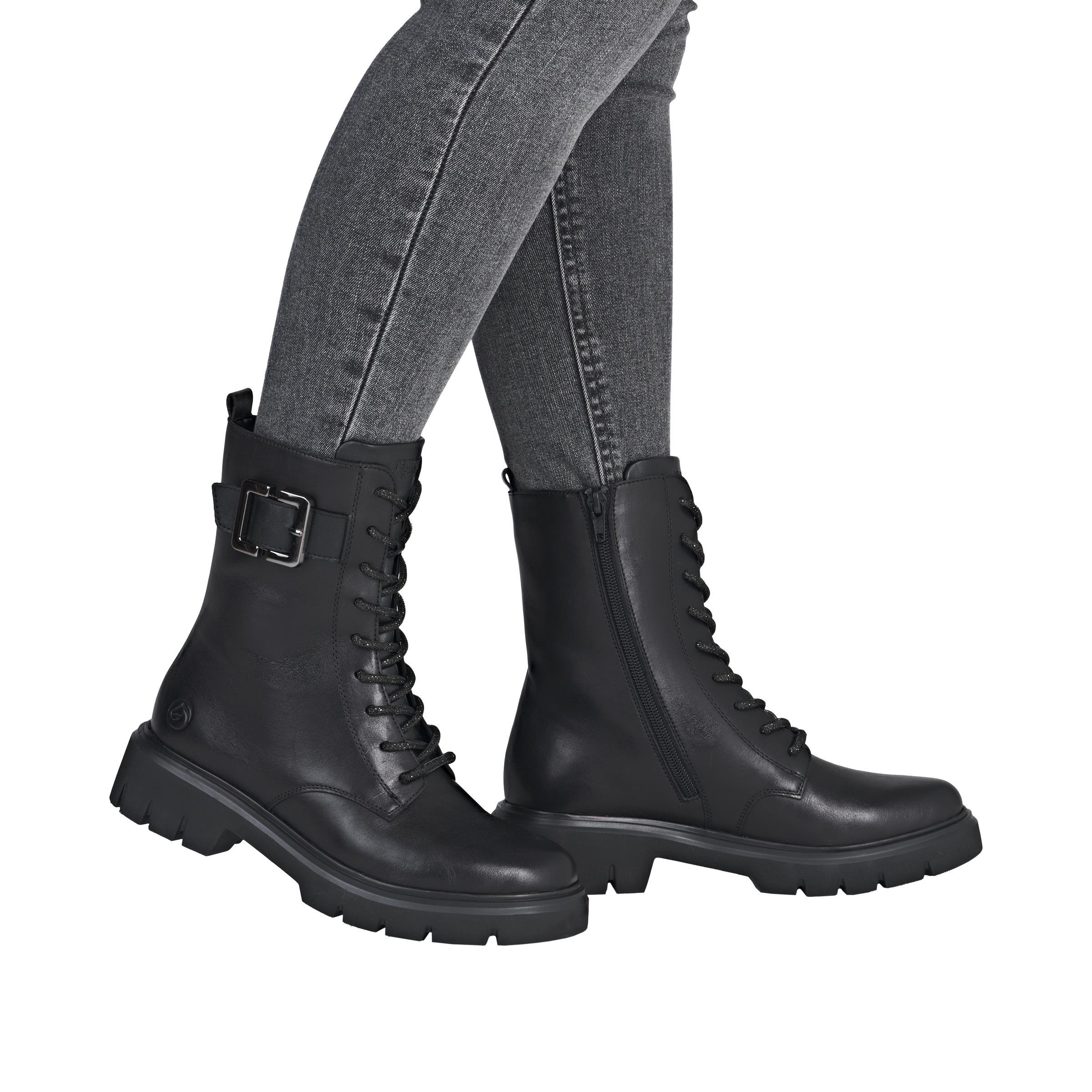 Remonte Schnürboots, Stiefelette, Boots, Profilsohle, Blockabsatz mit Zierschnalle