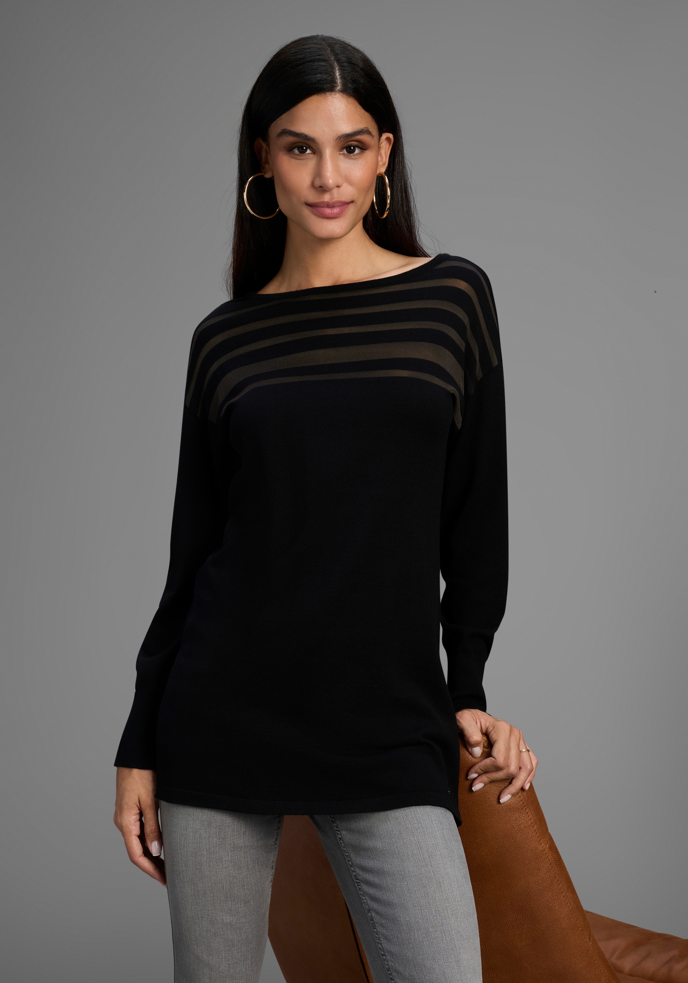 Laura Scott Strickpullover, mit Meshstreifen - NEUE KOLLEKTION günstig online kaufen