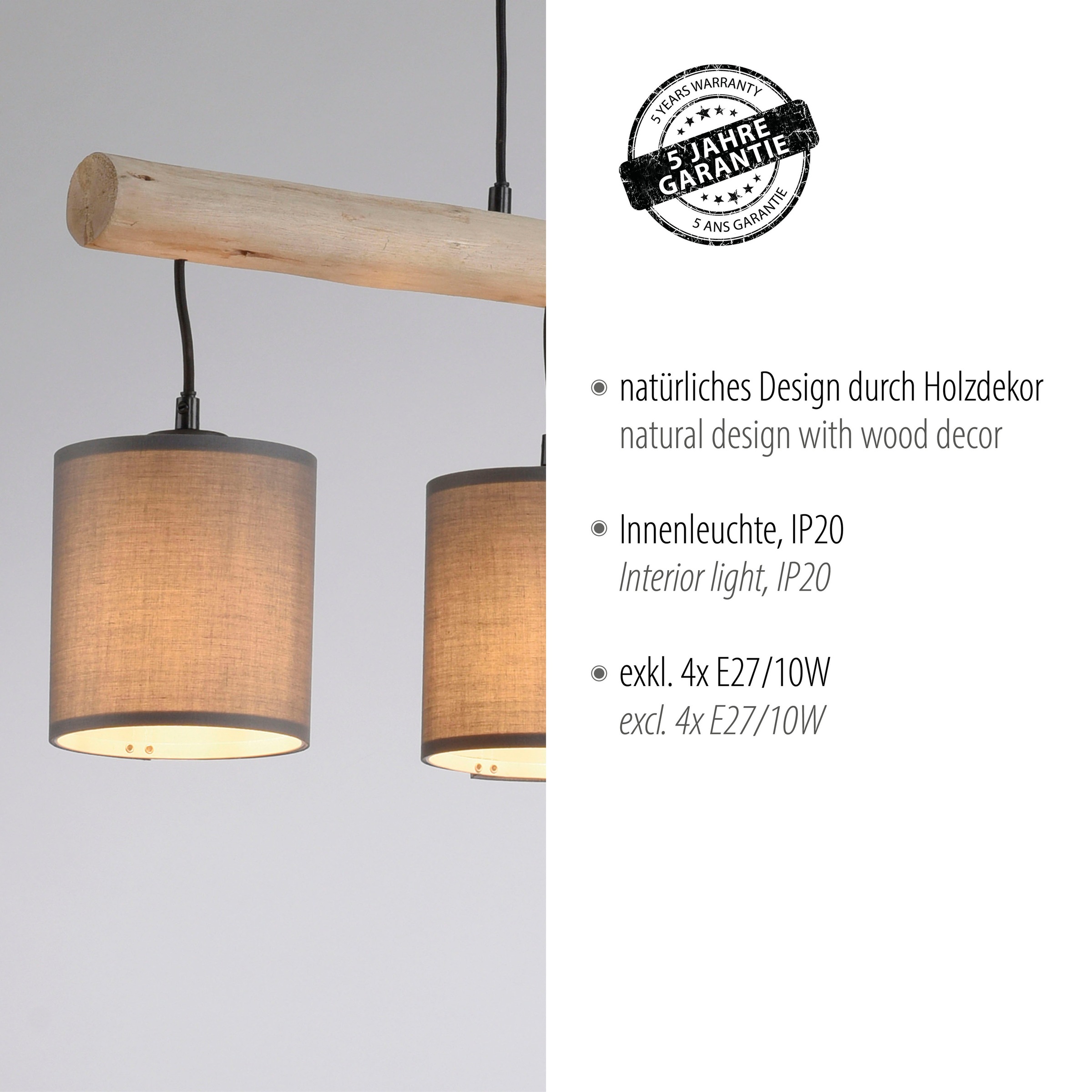 JUST LIGHT Pendelleuchte »GREEN TRIB«, 4 flammig, Leuchtmittel E27 | ohne Leuchtmittel