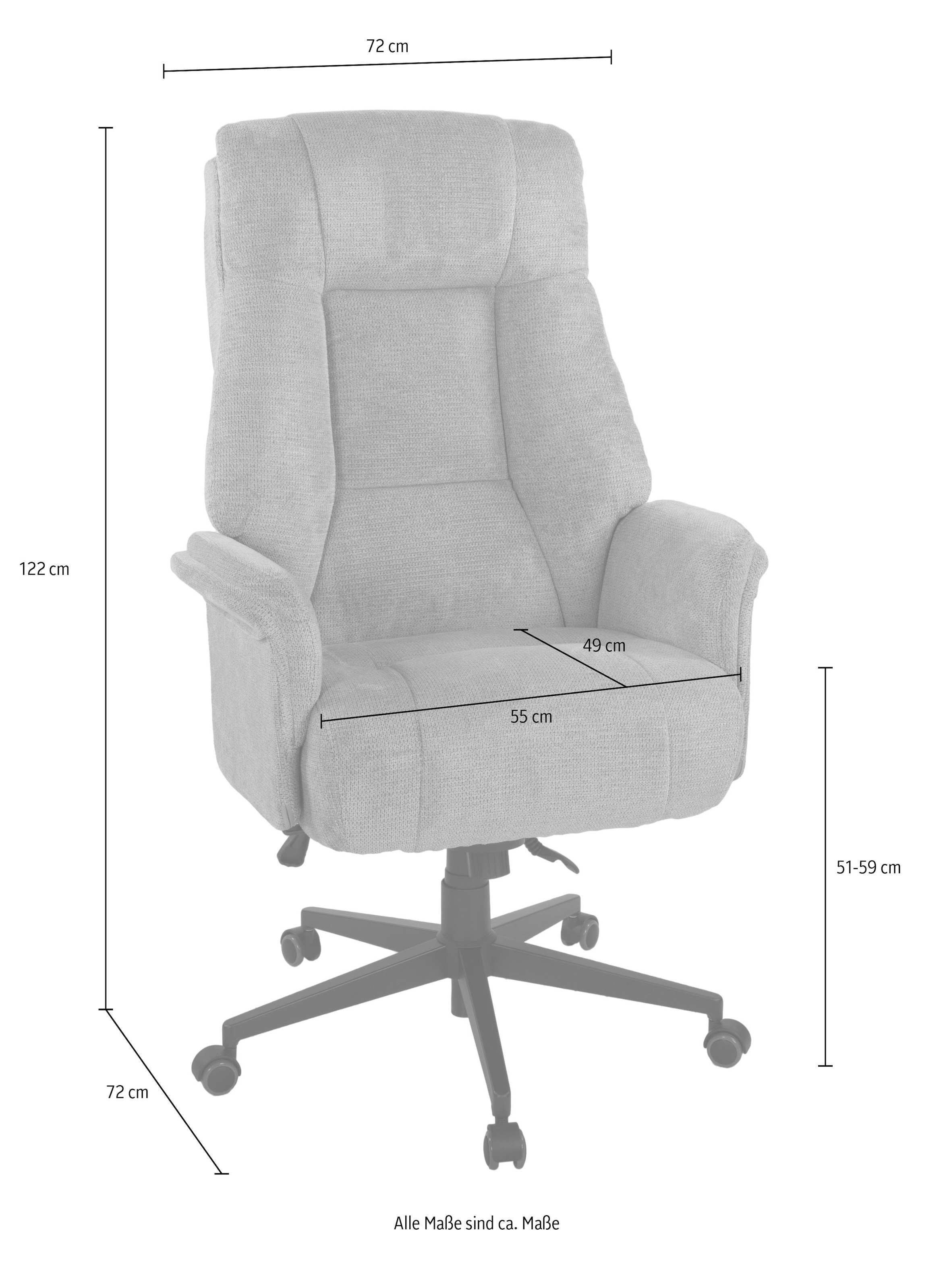 Duo Collection Chefsessel »Chefsessel Otto XXL«, 1 St., Webstoff, 16 cm Federkern, belastbar bis 150 kg, Wippmechanik, Höhenverstellung