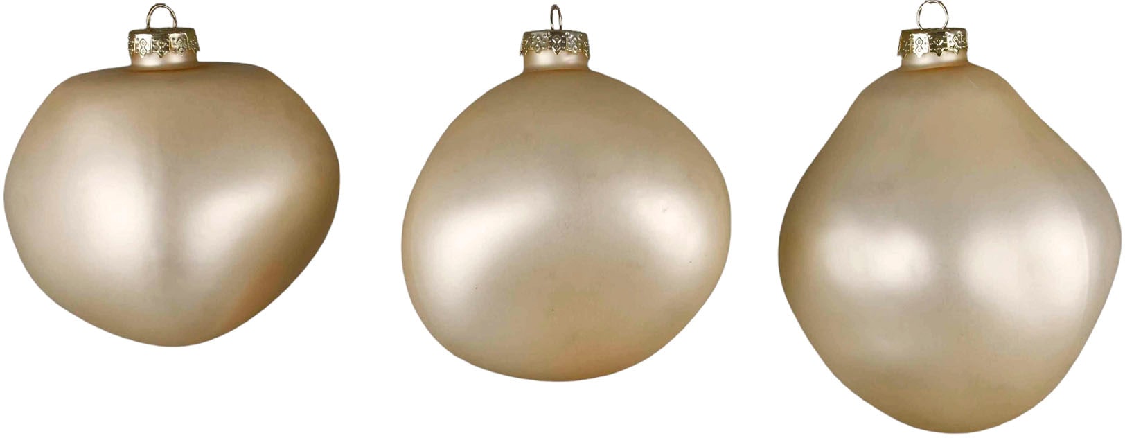 Leonique Weihnachtsbaumkugel »Birdelle matt, 3 Christbaumschmuck, organische Christbaumkugeln«, Glas organischer BAUR Ø cm, Kugeln in aus | (Set, Form, St.), Weihnachtsdeko, 10 Baumkugeln