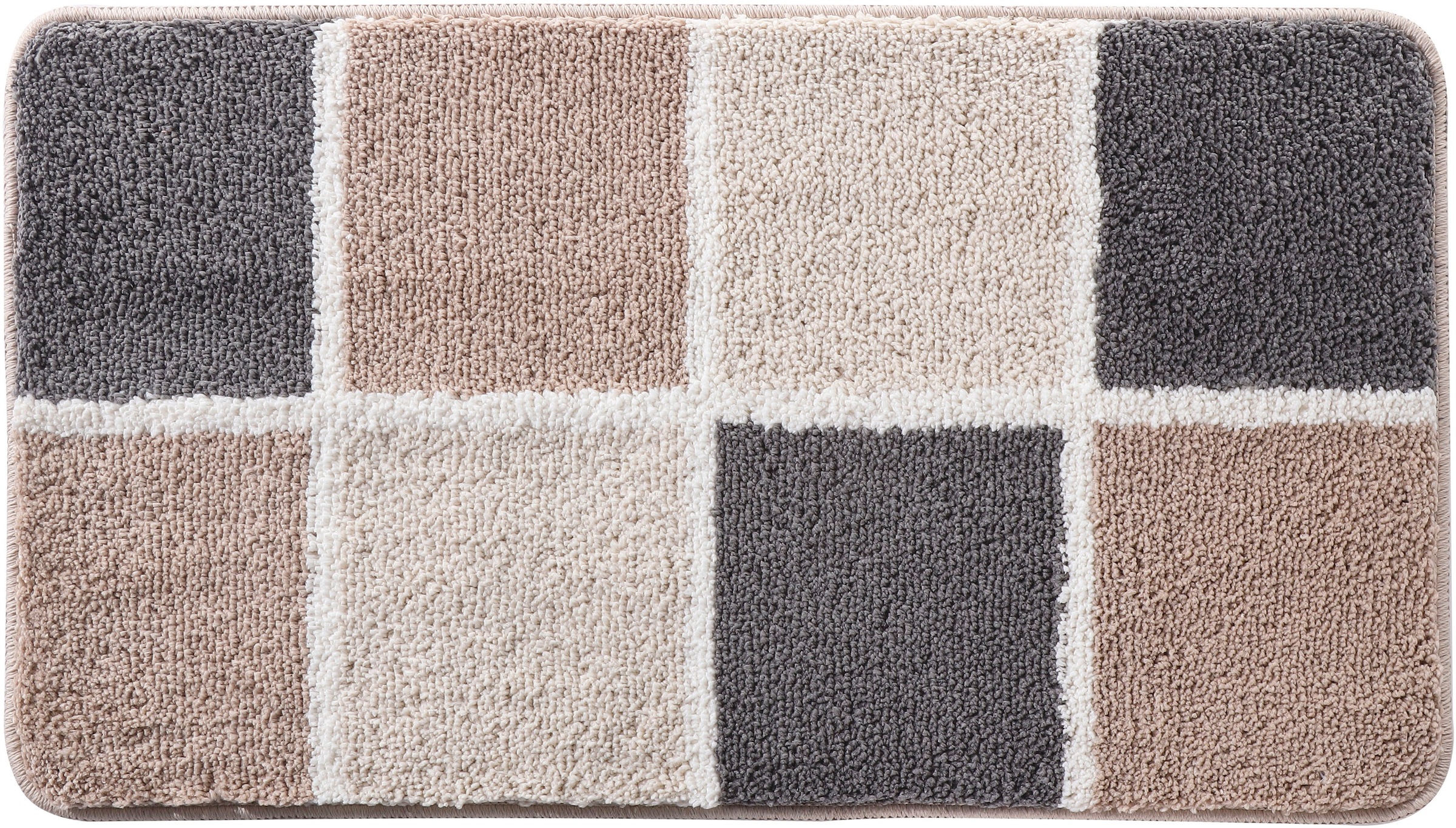 my home Badematte »Anna mit Kachelmuster, Badvorleger, Badezimmer Teppich, Duschvorleger«, rutschhemmend beschichtet, strapazierfähig, Badteppich, Hoch Tief Effekt, Modern, Weich