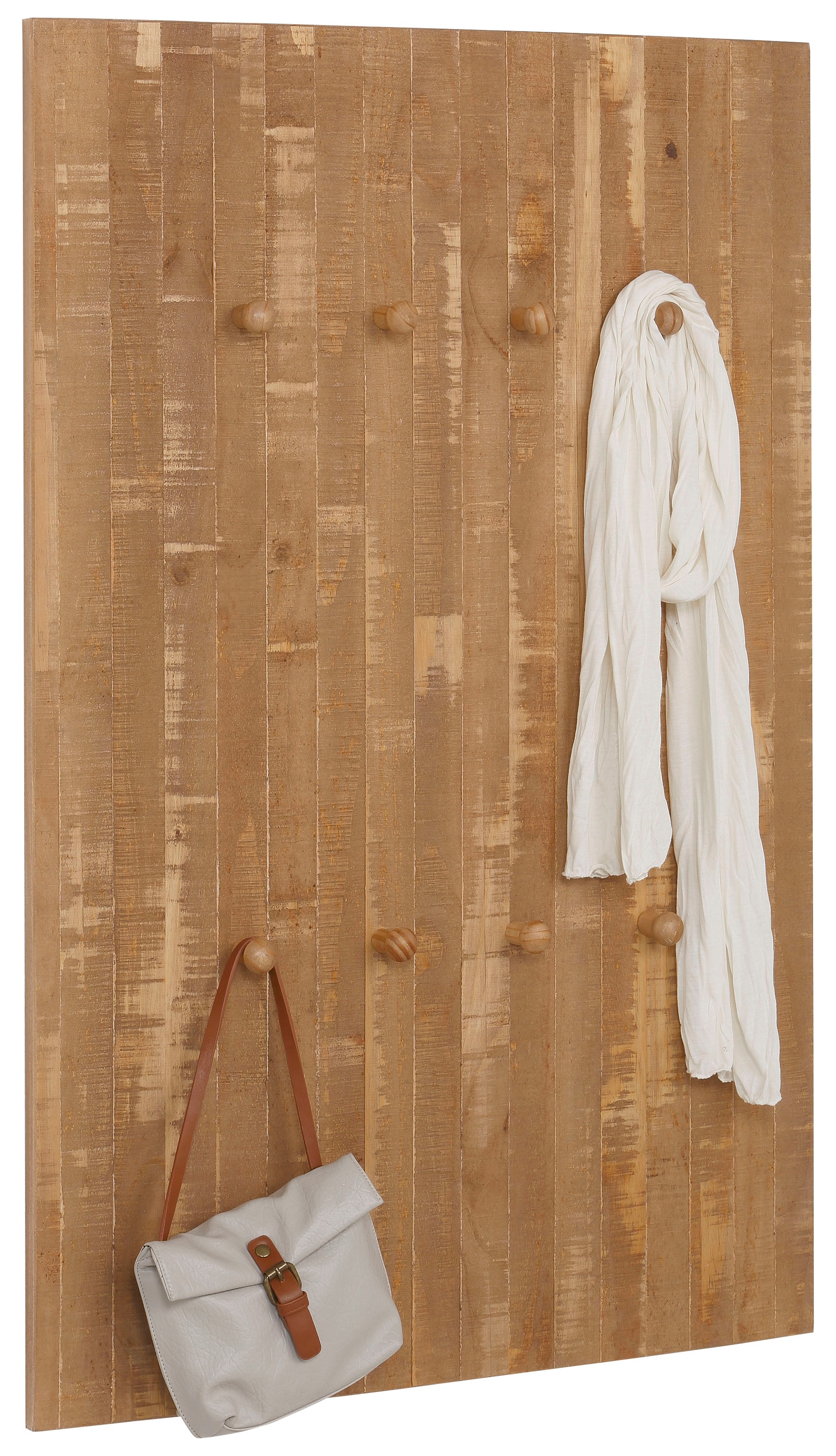Home affaire Garderobenpaneel »Rondo«, mit 8 massivem Holzhaken, im Shabby-Look, Breite 75 cm
