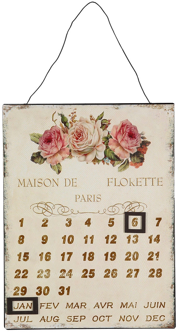 Ambiente Haus Metallbild "Metallbild Kalender - Rosen 25x33cm" 1 Stk. tlg. günstig online kaufen