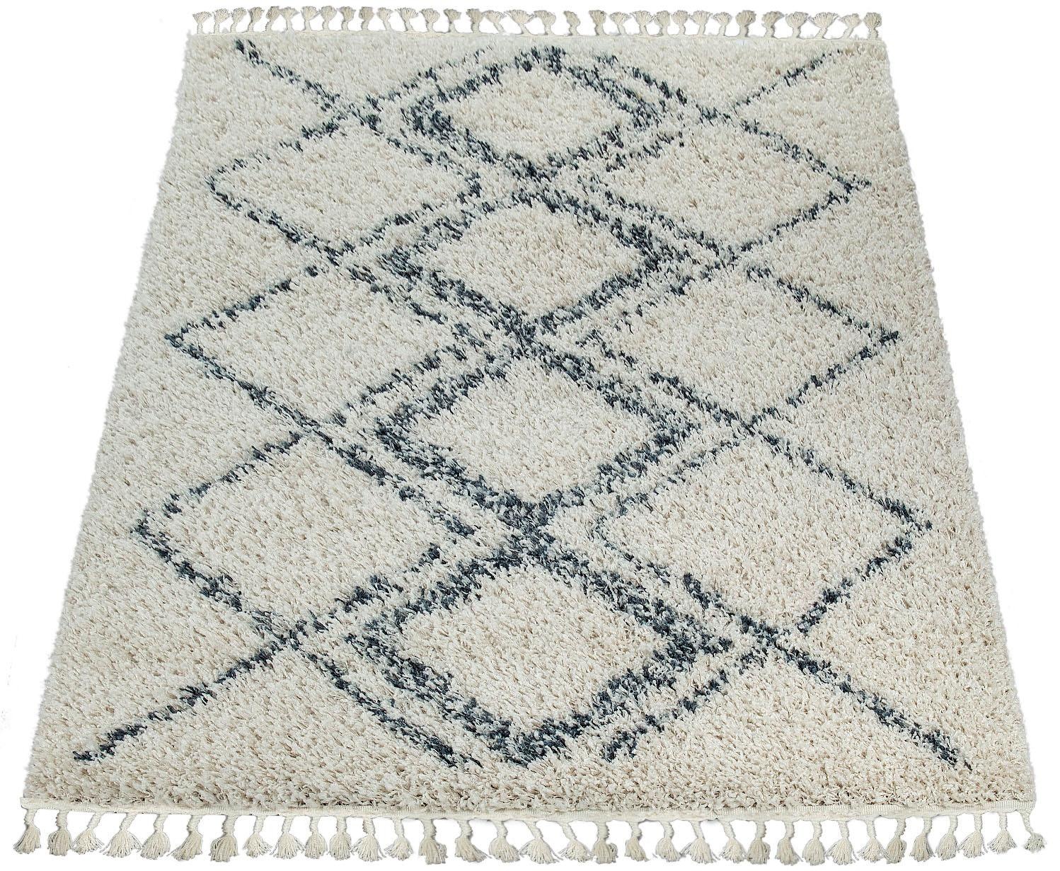 Hochflor-Teppich »Nador 751«, rechteckig, weicher Shaggy mit Rauten Design und Fransen