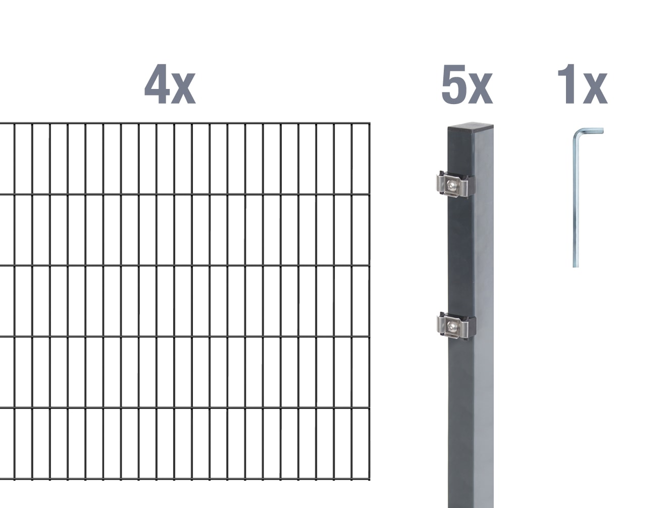 Alberts Doppelstabmattenzaun "Grundset" Höhe: 80-200 cm, Gesamtlänge: 4-30 m, zum Einbetonieren