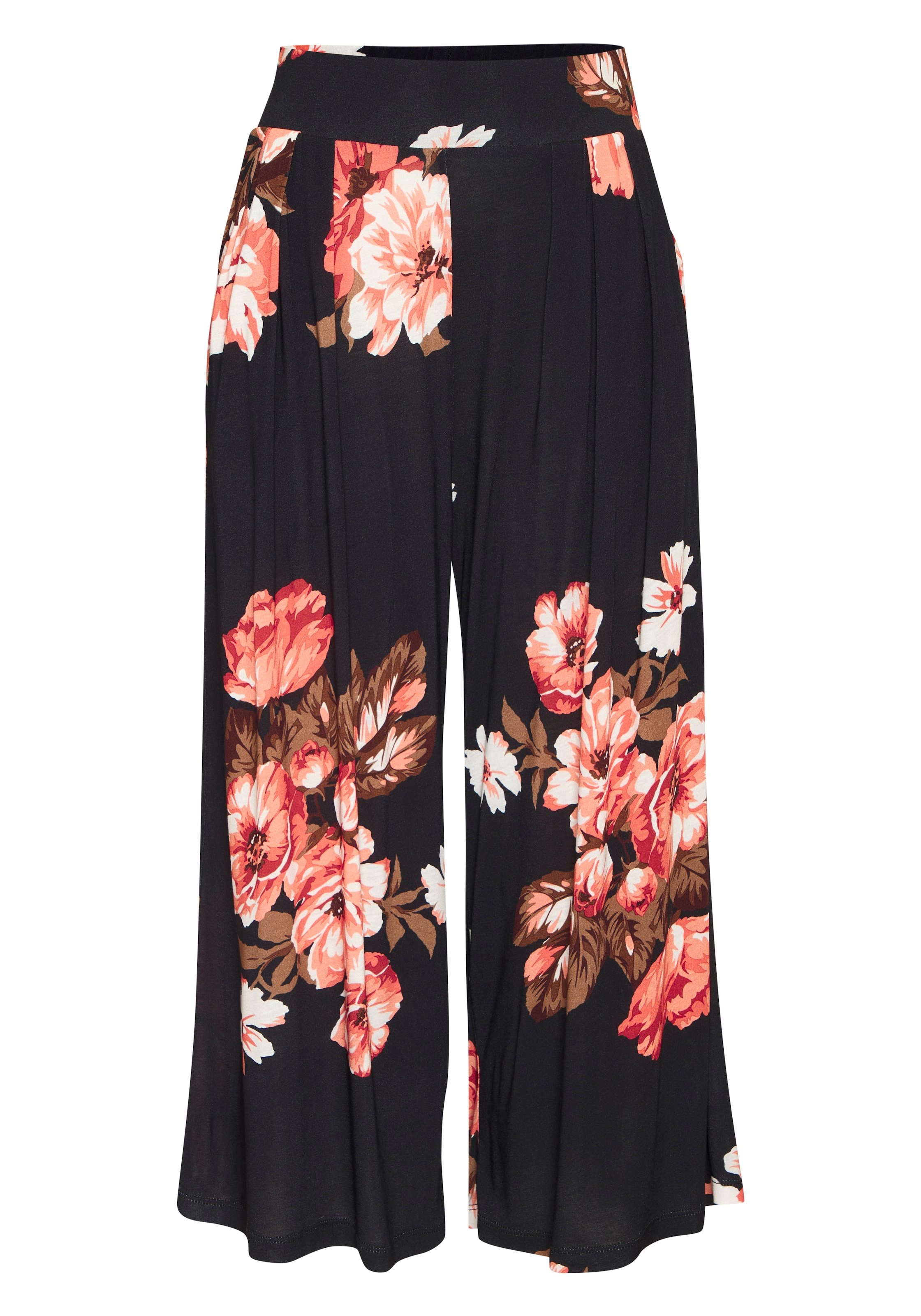 Vivance Culotte »mit extra weitem Bein aus luftig-leichter Viskose mit Blumendruck«  bequeme Schlupfhose mit modischen Falten, Strandhose, Sommerhose