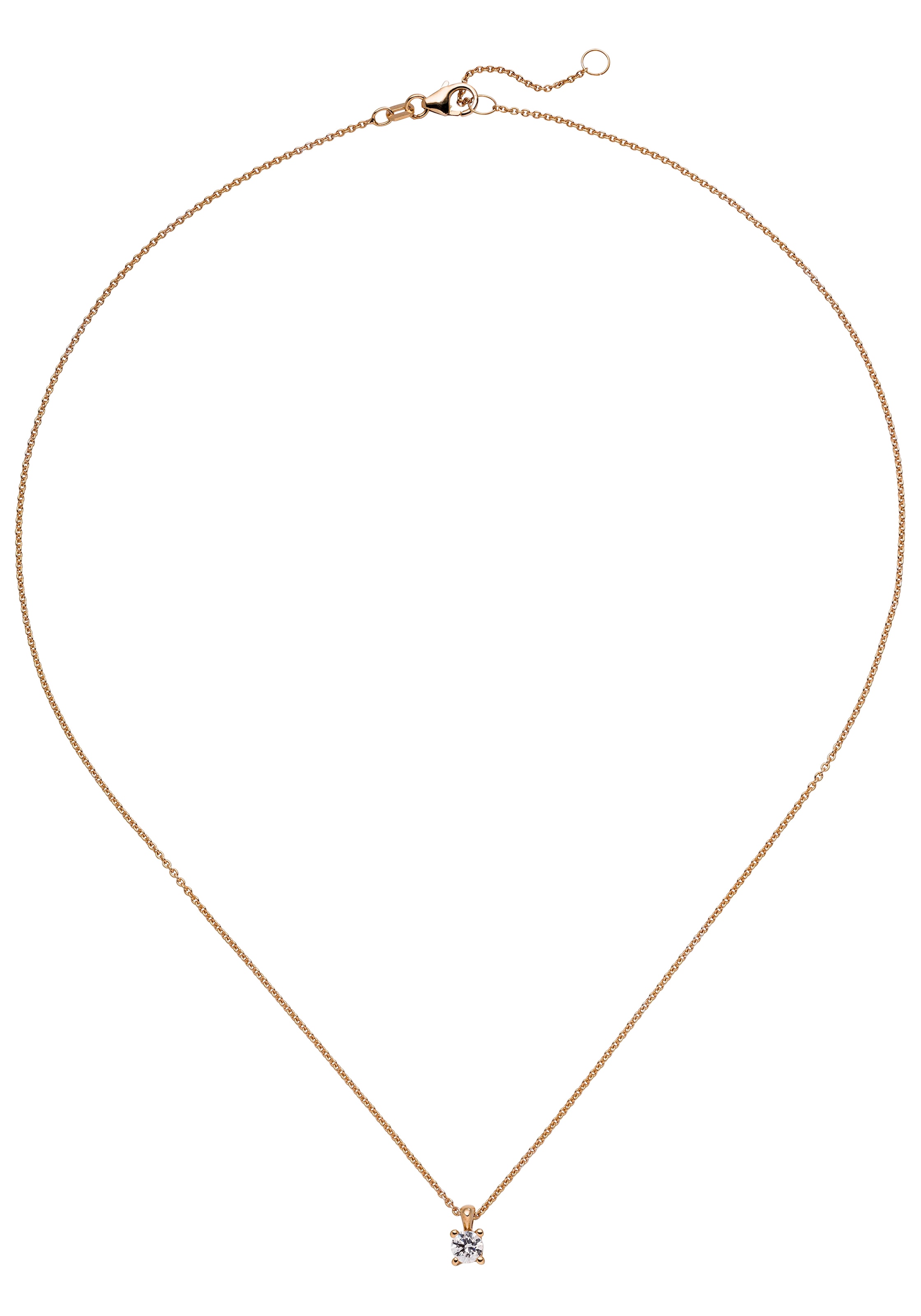 JOBO Kette mit Anhänger »Solitär Diamant Brillant 0,25 ct.« 14 Karat 585 Roségold 45 cm