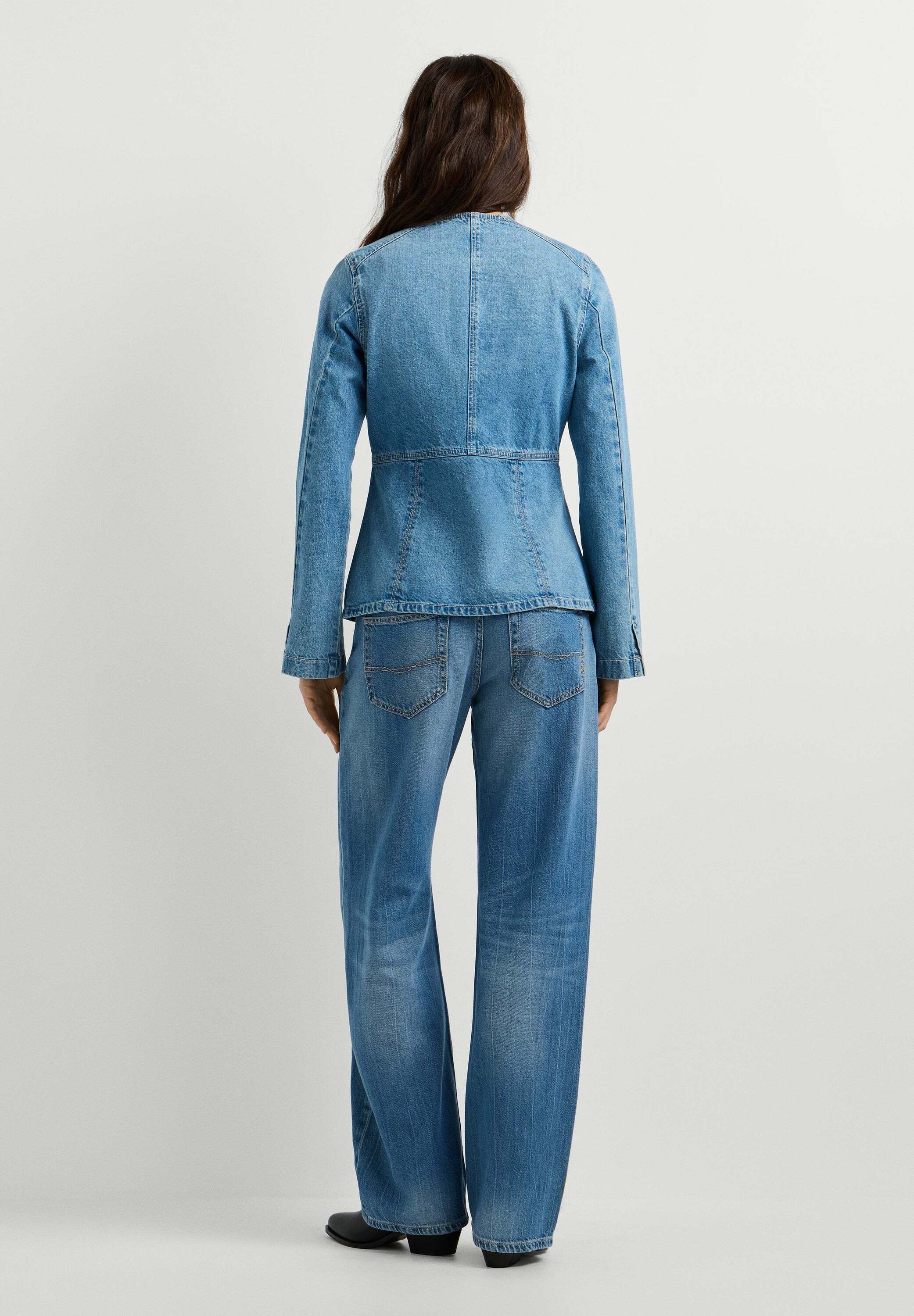 Pepe Jeans Wintermantel »winter coat KAREN COLLARLESS JACKET VERDE BLUE«