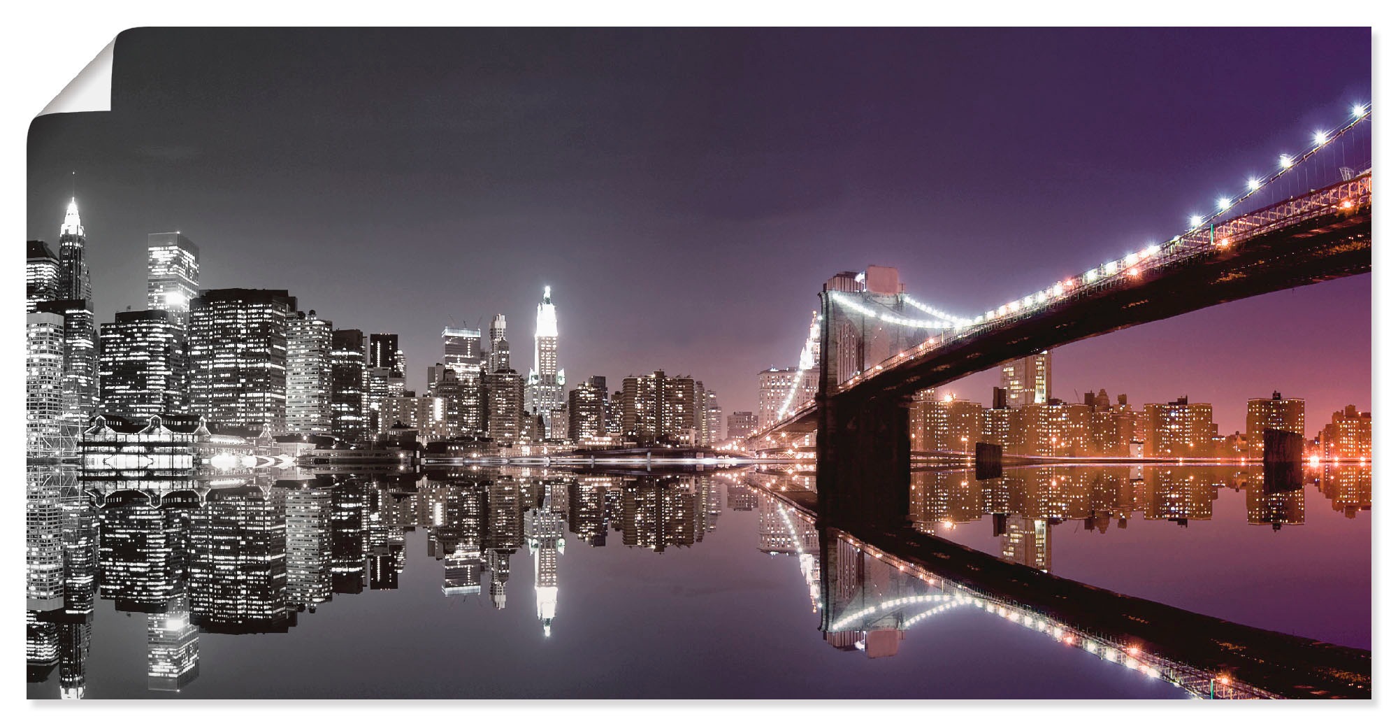 Artland Wandbild "New York Skyline nächtliche Reflektion", Amerika, (1 St.) günstig online kaufen